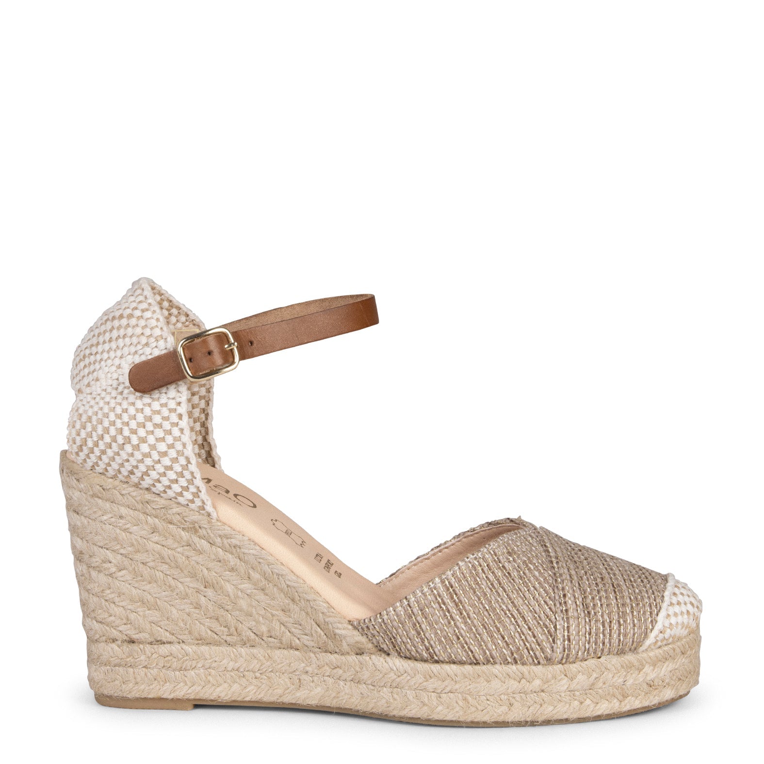 CONIL - Cuña de Esparto TAUPE con hilo dorado