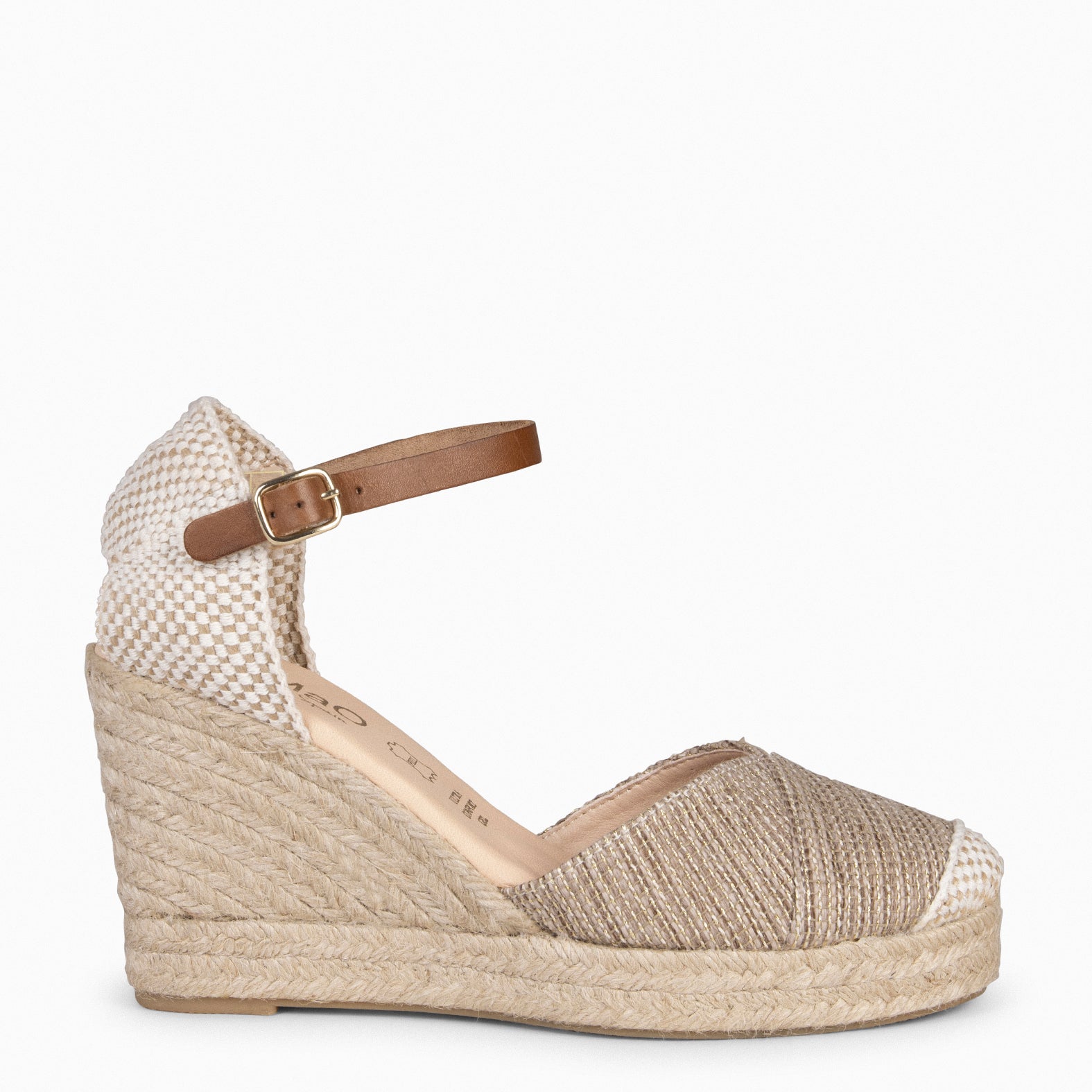 CONIL - Cuña de Esparto TAUPE con hilo dorado