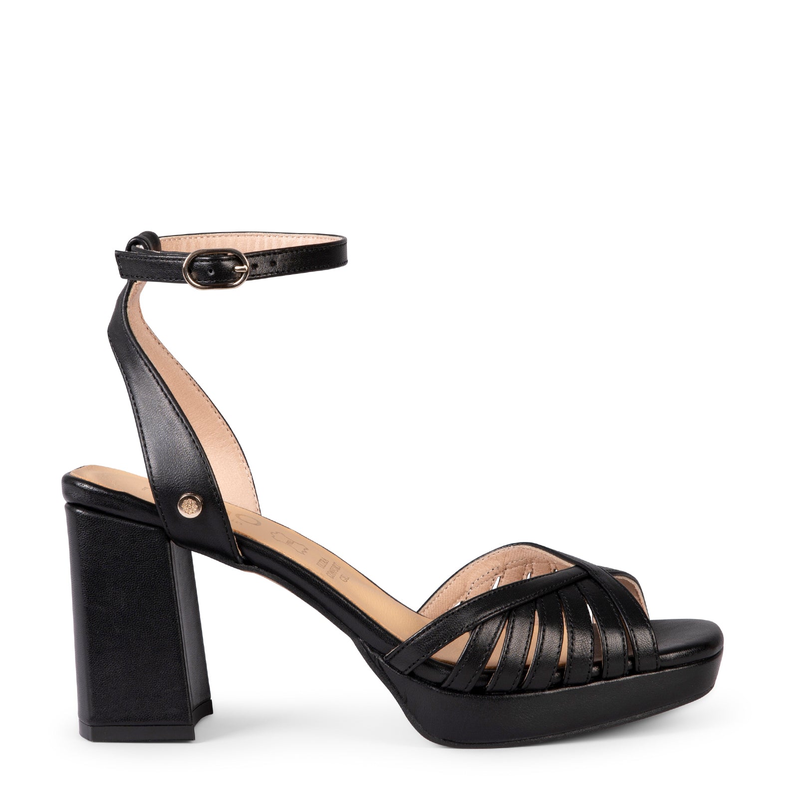 CRISTEL - SANDALIAS ELEGANTES DE TACÓN DE VESTIR NEGRO
