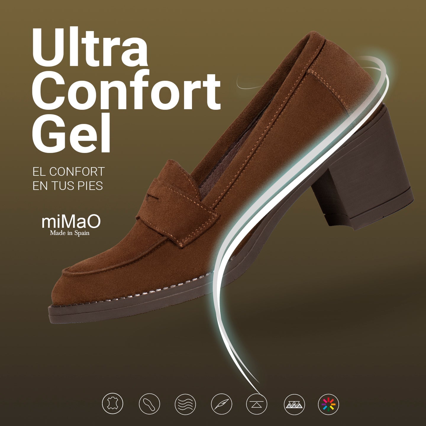 MOKKA Mocasines de mujer con tacón MOSTAZA