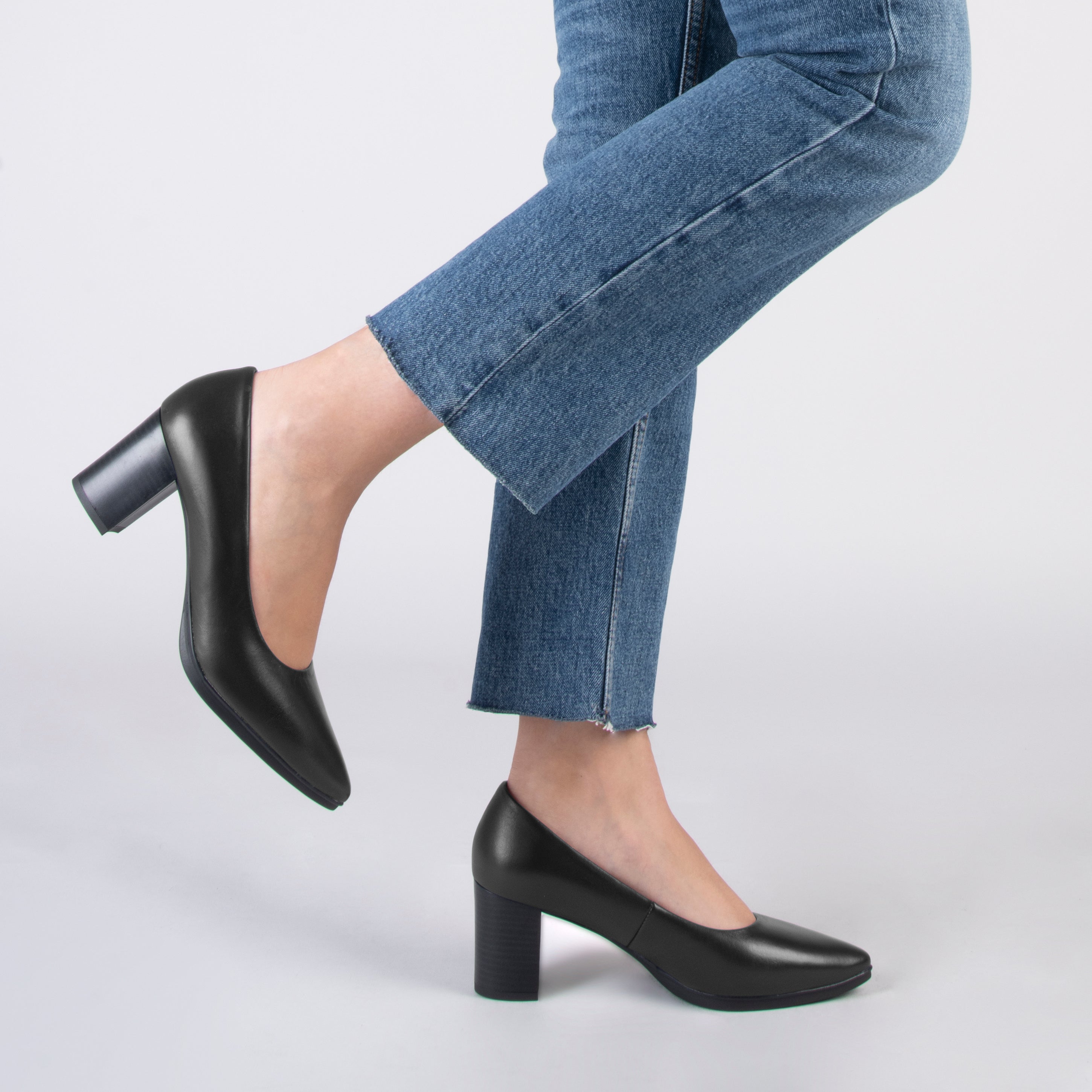 URBAN S SALON – Zapatos de tacón medio de napa NEGRO