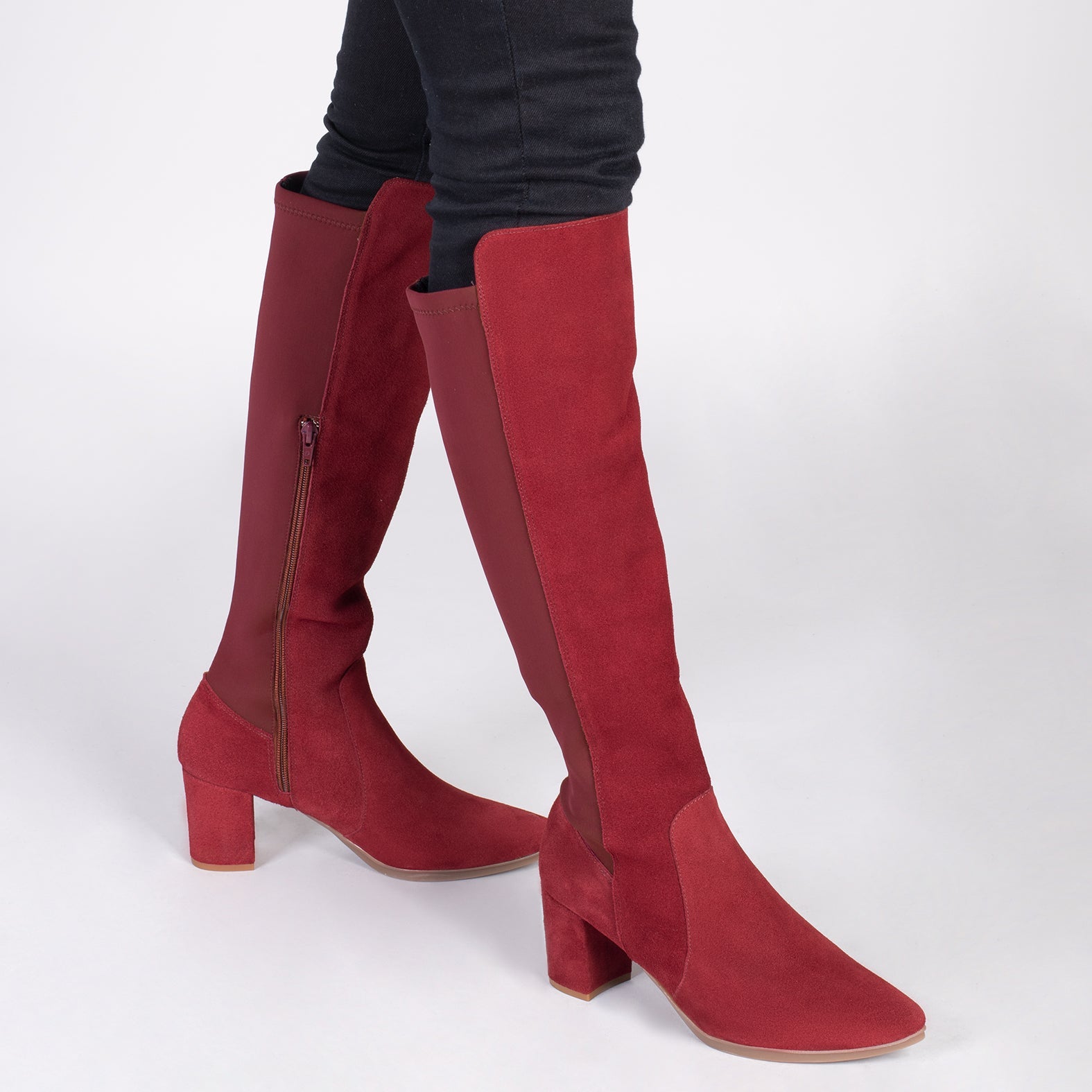 SUNSET – Botas de tacón elásticas GRANATE