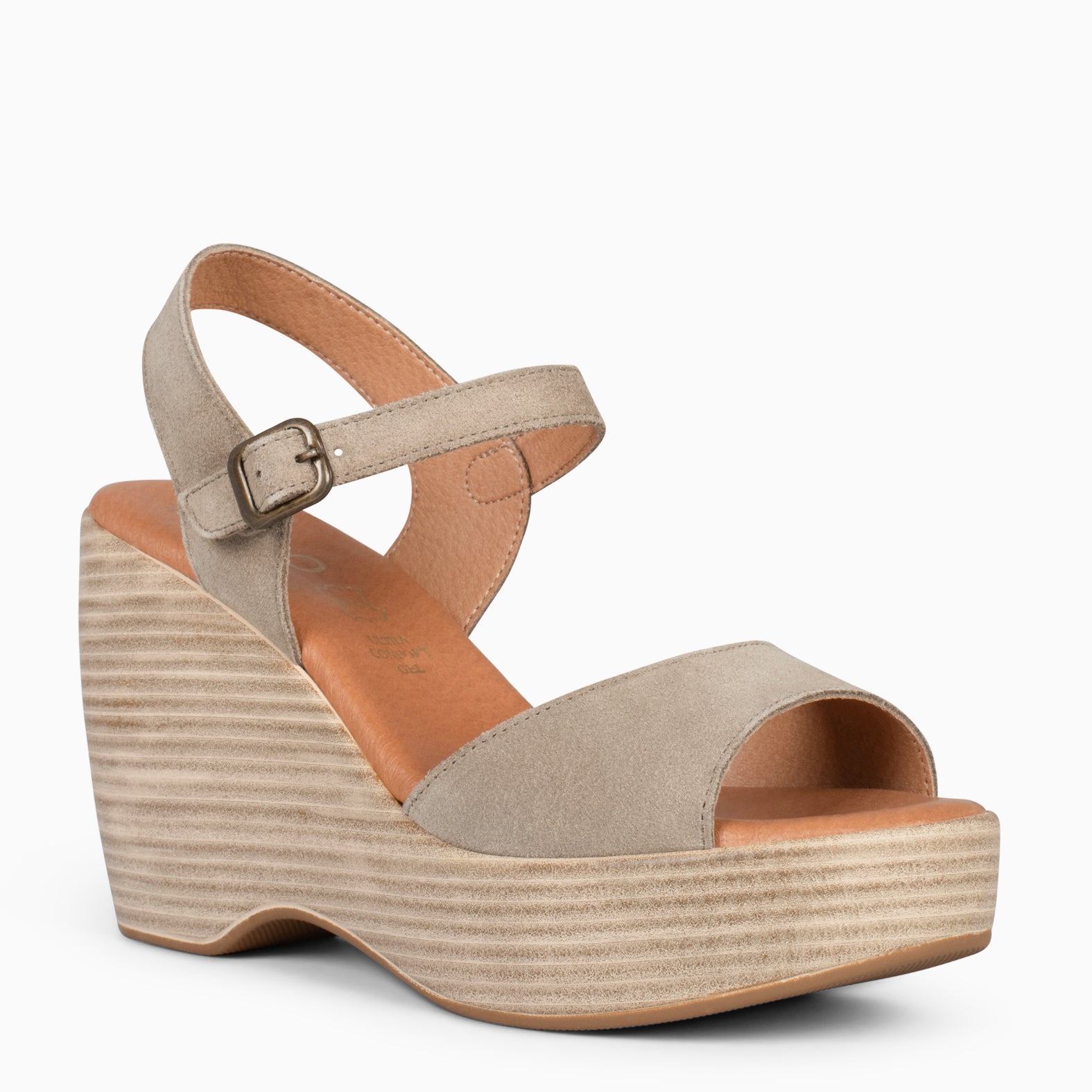SIDNEY – Sandalias con cuña de madera TAUPE