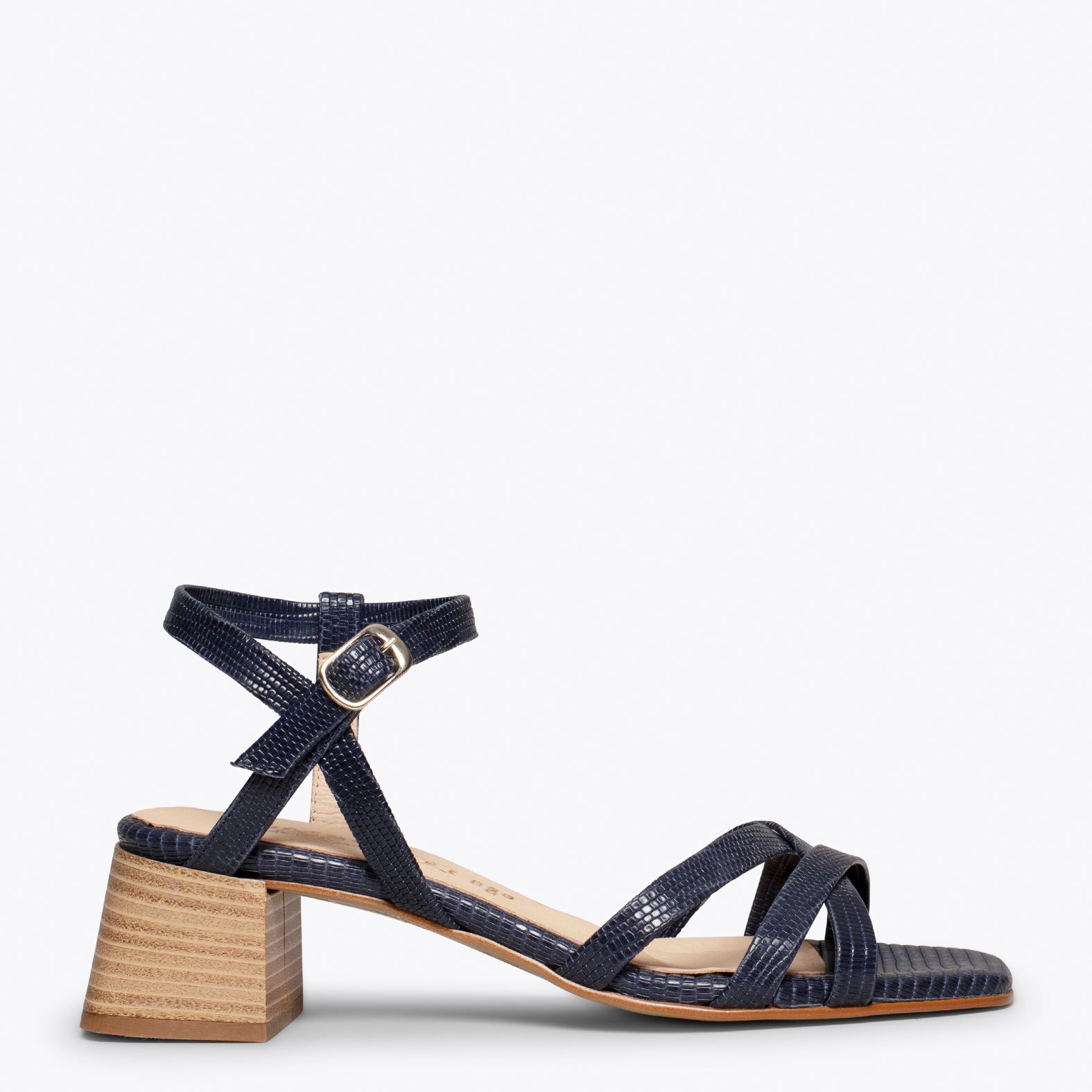 ELEGANT Sandalias AZUL MARINO de vestir textura Serpiente