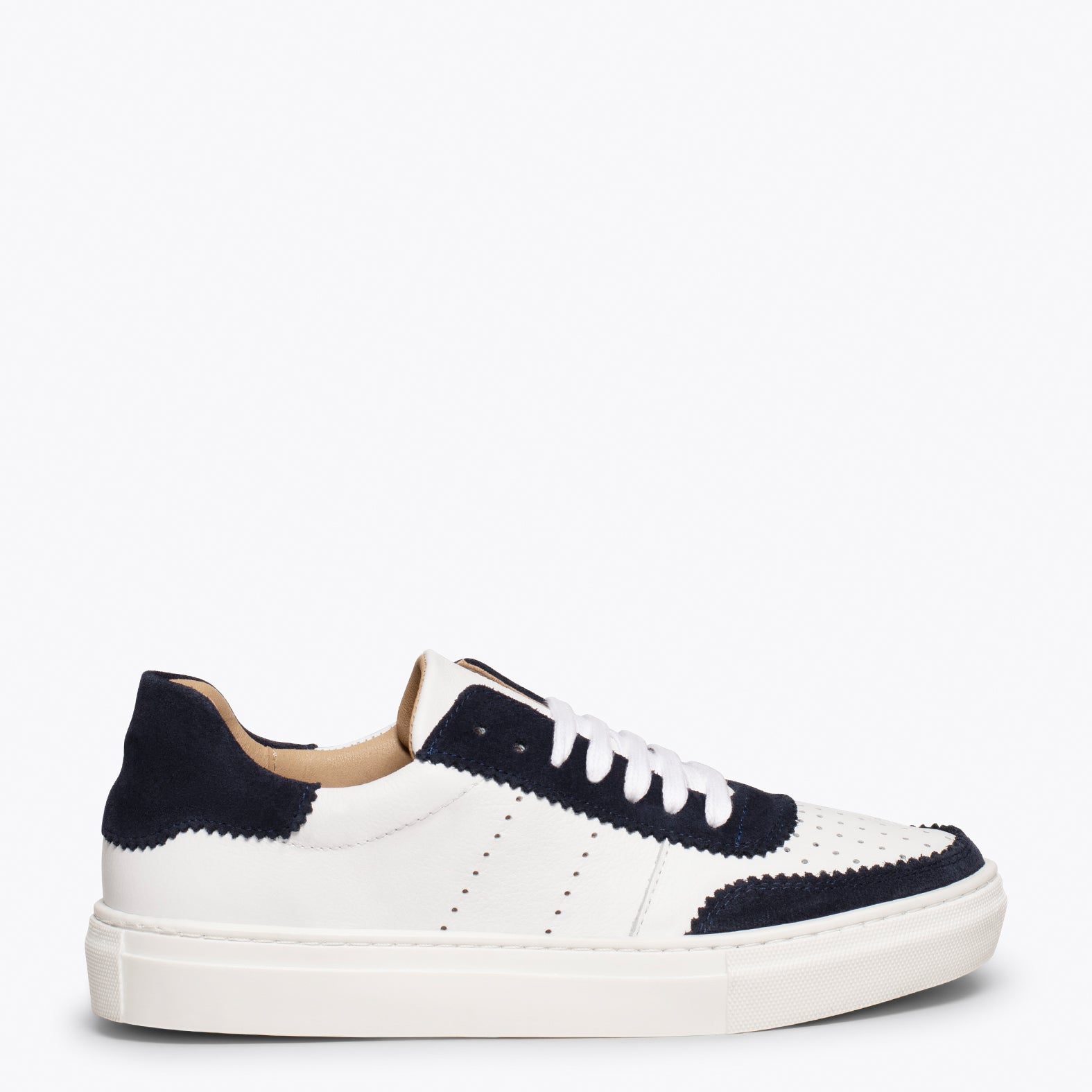 ROLLER  Zapatillas Blancas de mujer con festón AZUL MARINO