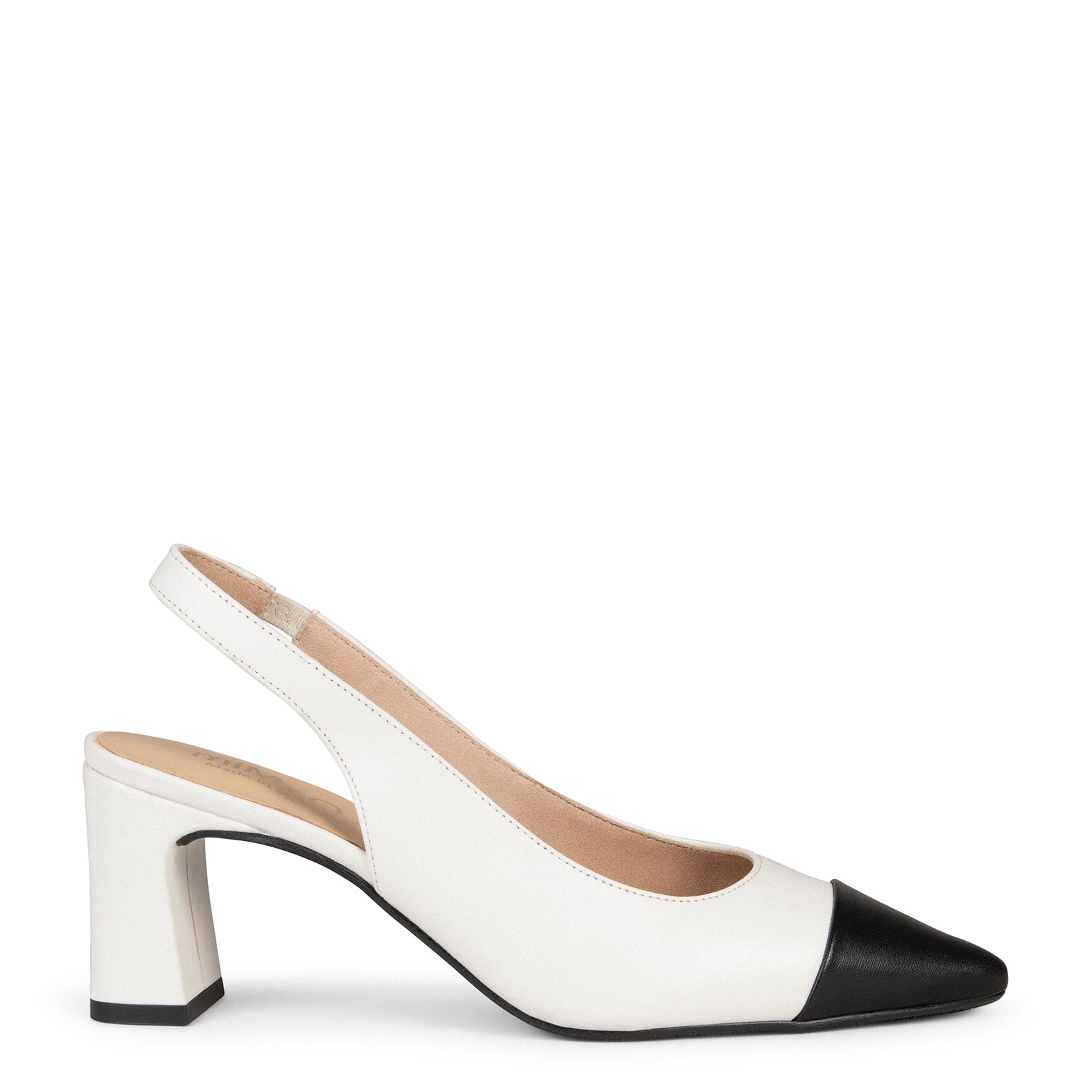 DIANA - Zapato BLANCO ROTO puntera afilada NEGRO