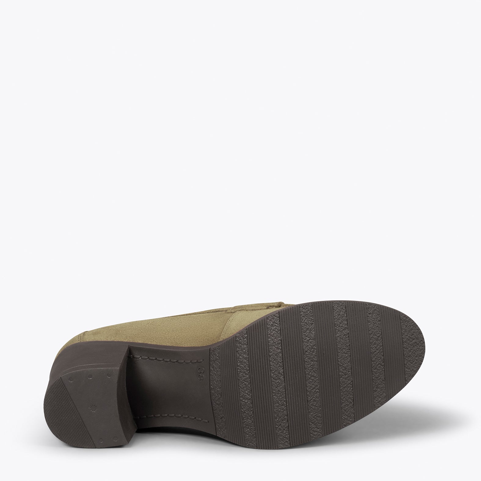 MOKKA - Mocasín de serraje con tacón VERDE