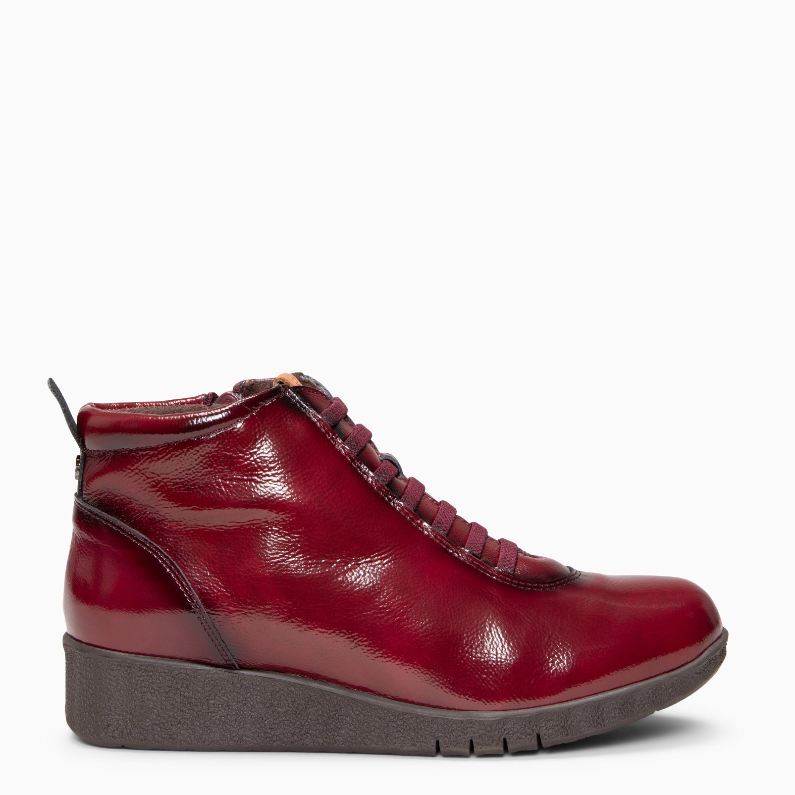 FLEXY - Zapatillas de charol BURDEOS abotinadas