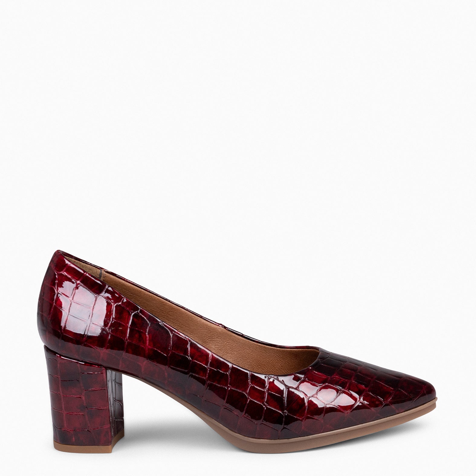 URBAN S COCO – Zapatos de tacón con textura de cocodrilo BURDEOS