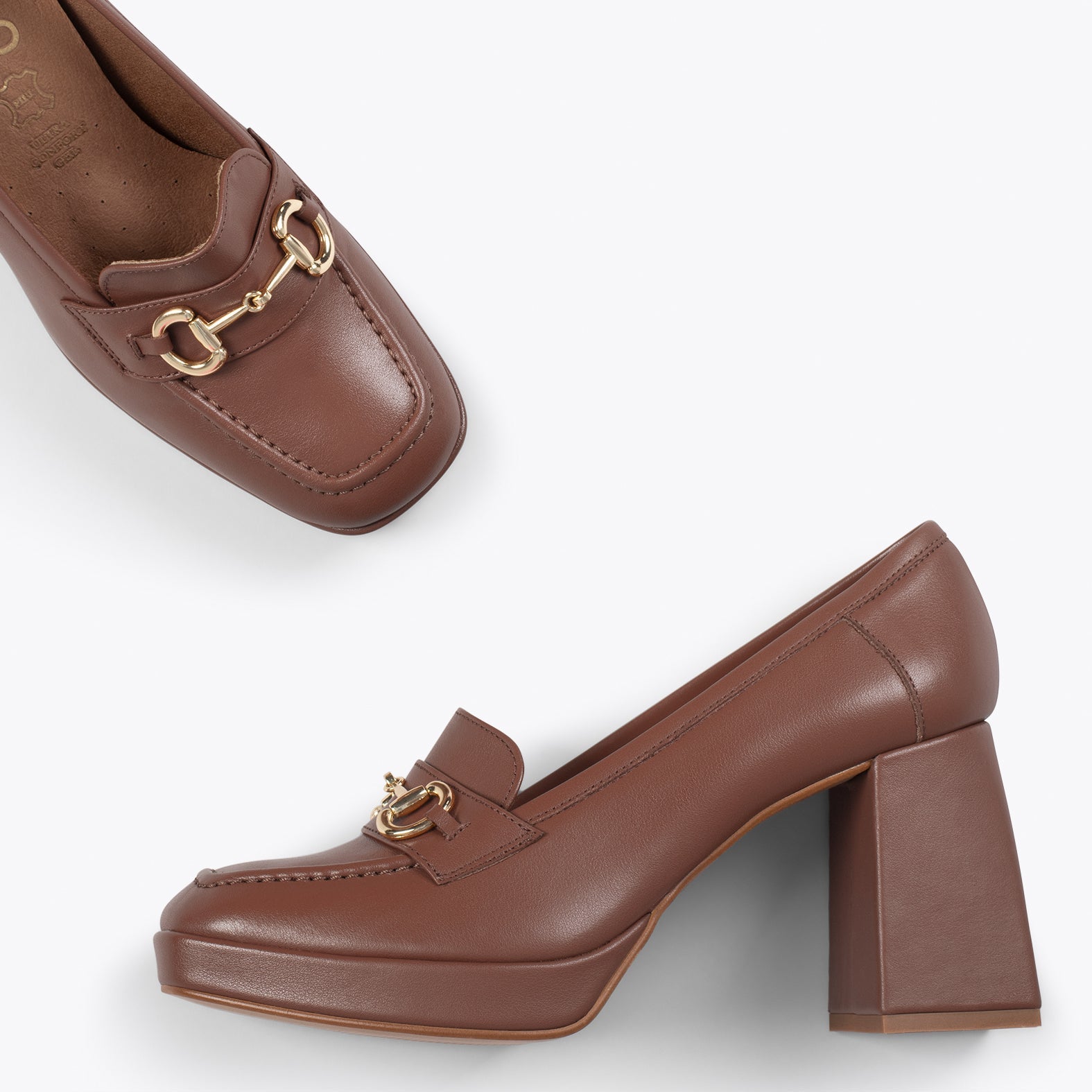 ANNETTE – Mocasines de mujer con tacón y plataforma MARRÓN