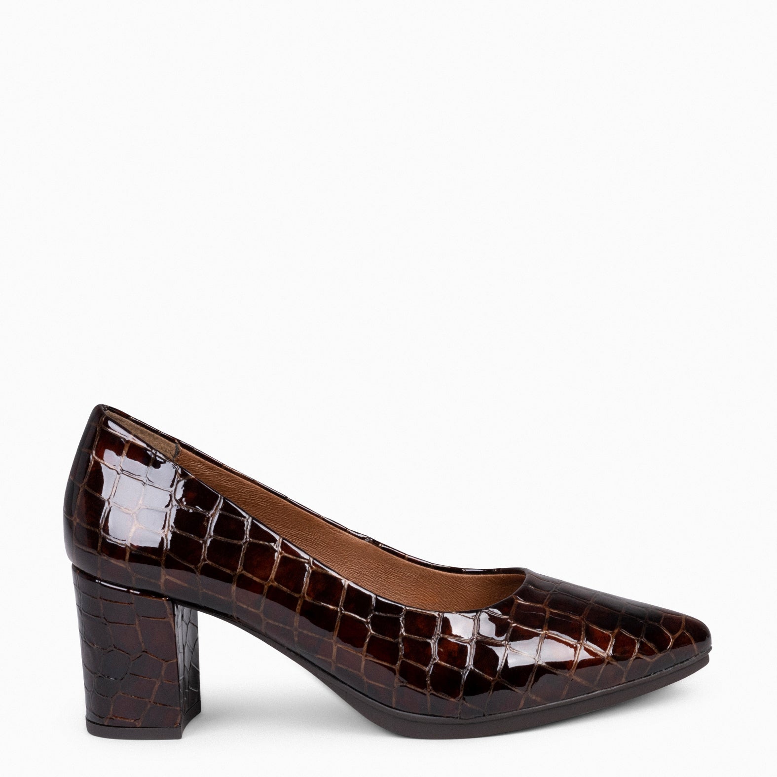 URBAN S COCO – Zapatos de tacón con textura de cocodrilo CAFÉ
