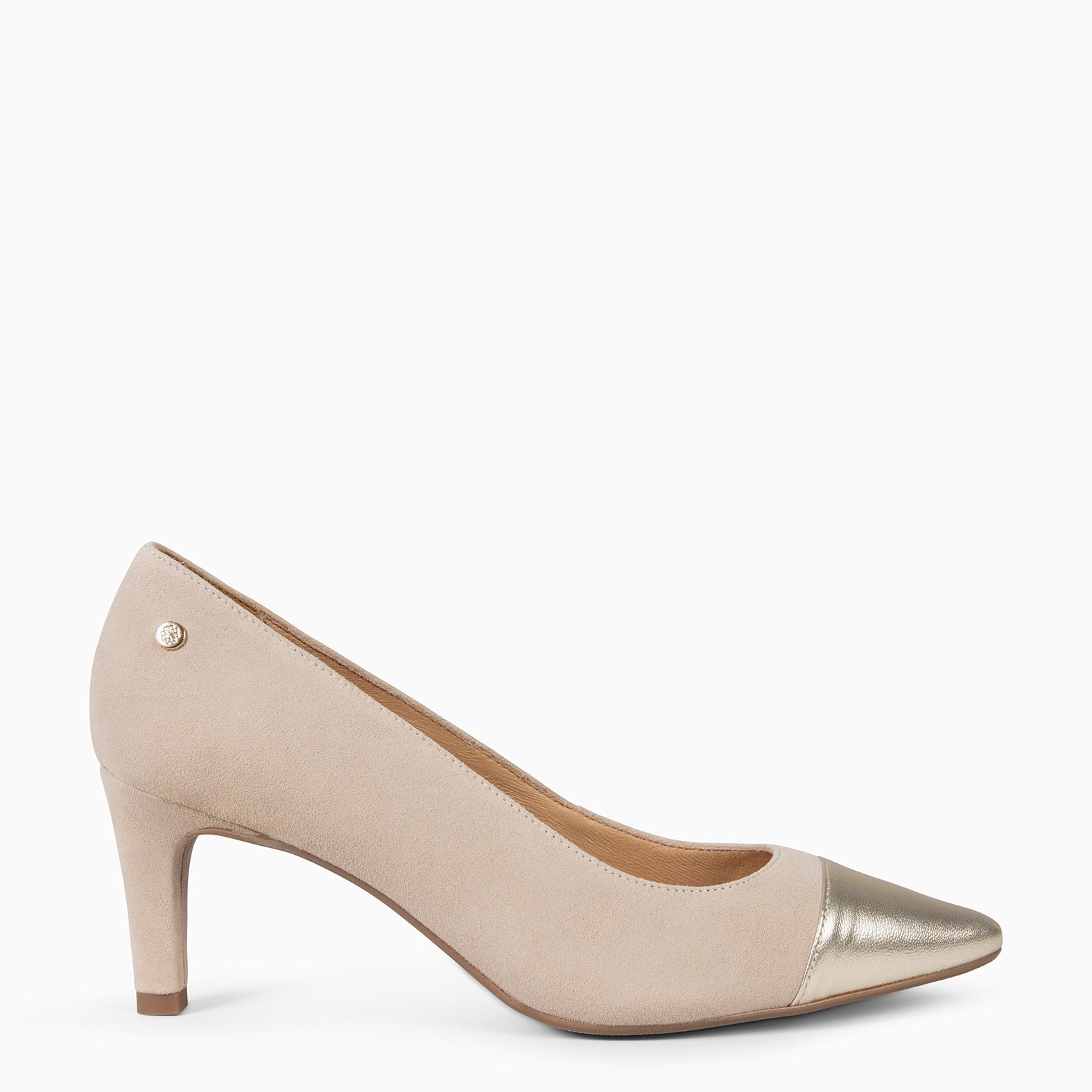 LILLY S - Zapato de tacón con puntera bicolor CAMEL ORO