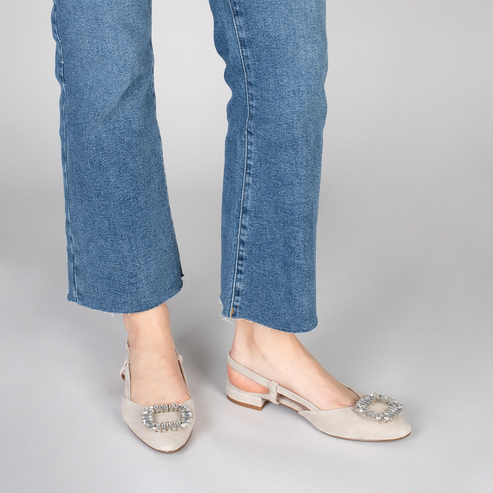 BRUNCH CRISTAL - Zapatos planos destalonados con adorno de cristal TAUPE