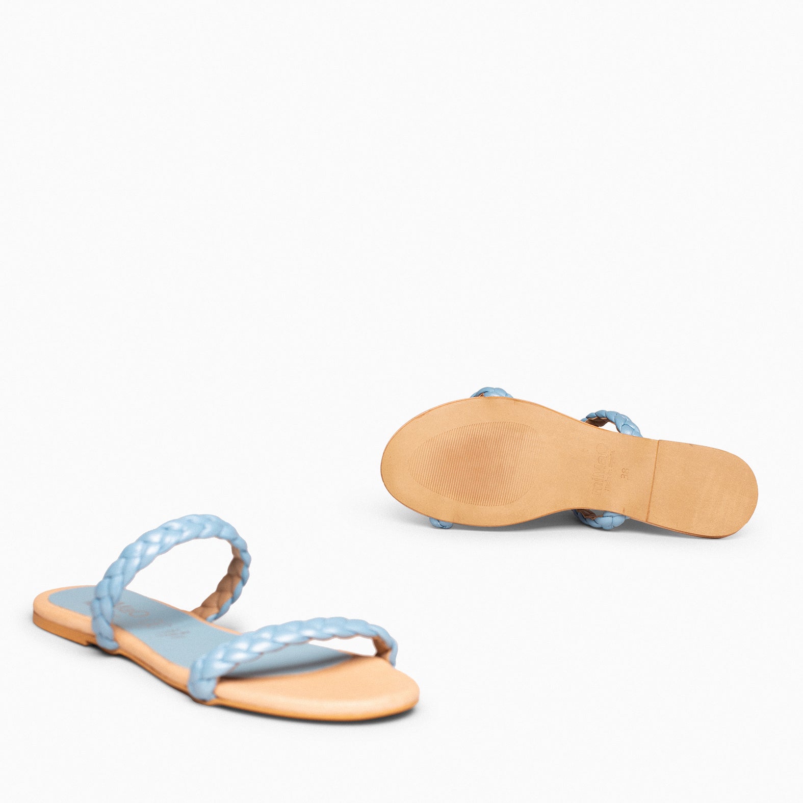 DAILY - Sandalia plana con dos tiras trenzadas AZUL