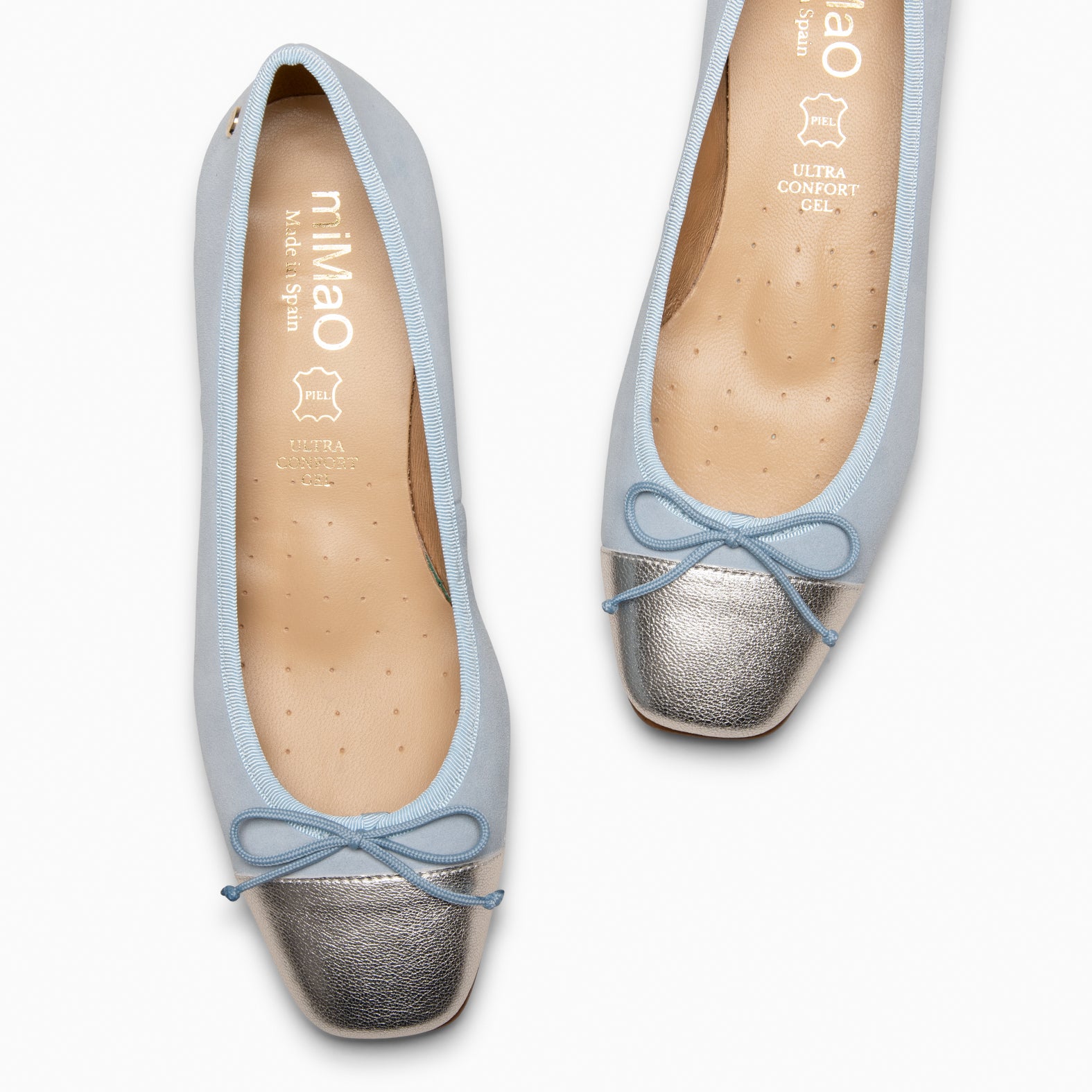 GLAMOUR – Bailarinas con tacón y puntera de napa AZUL