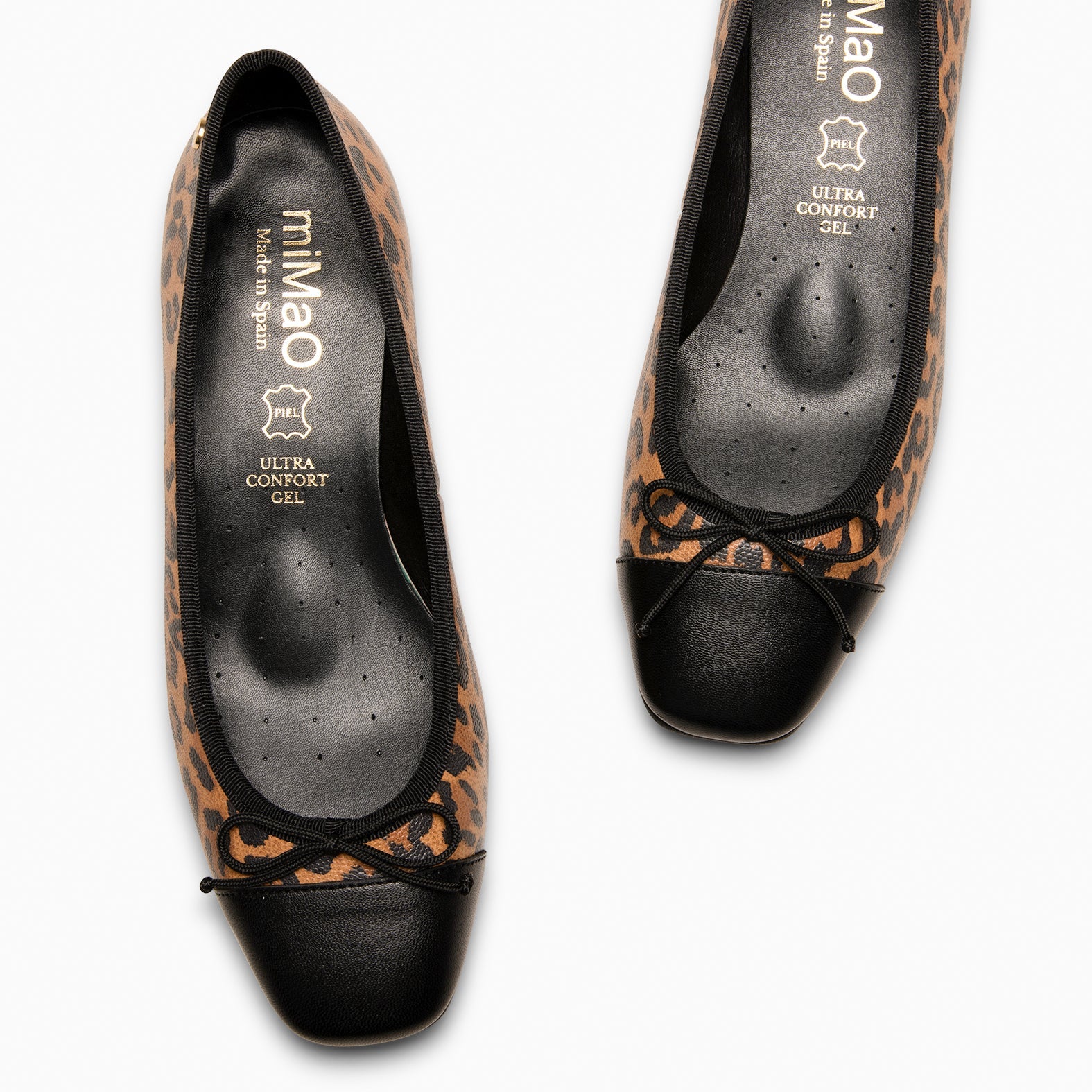 GLAMOUR – Bailarinas con tacón y puntera de napa LEOPARDO