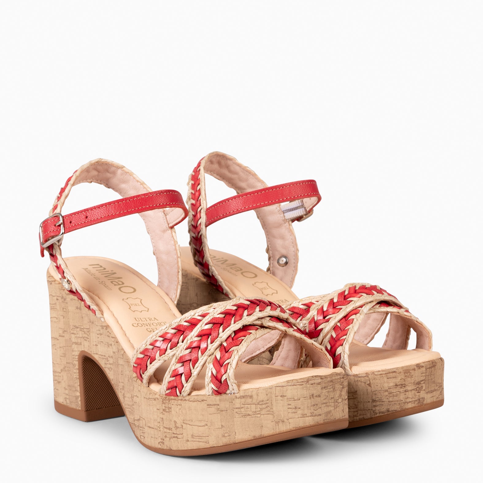 FLORA - SANDALIAS CASUALES DE TACÓN ALTO ROJO