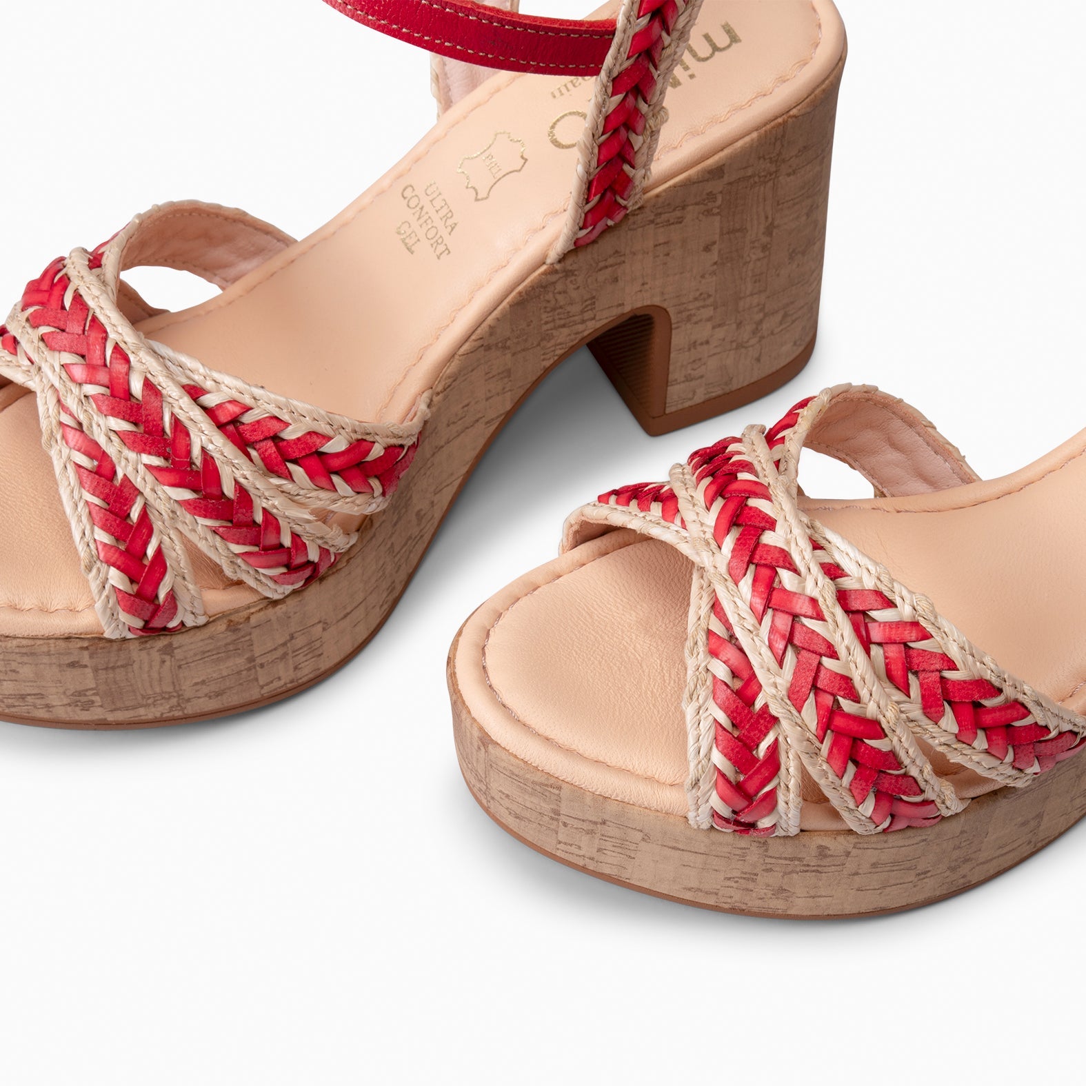 FLORA - SANDALIAS CASUALES DE TACÓN ALTO ROJO