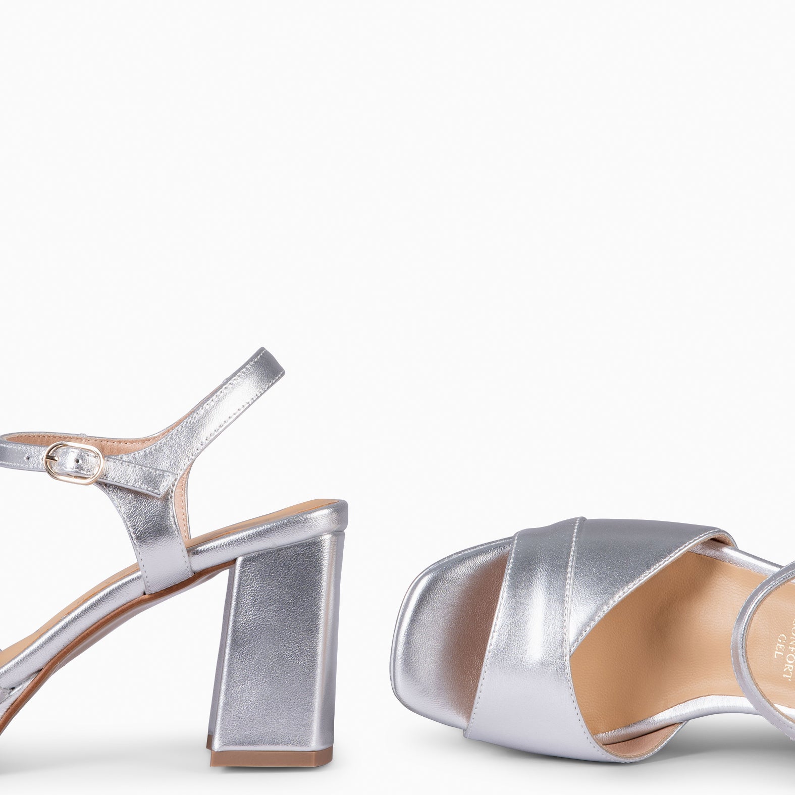 MICHELLE - ZAPATOS DE MUJER DE TACÓN ANCHO PLATA
