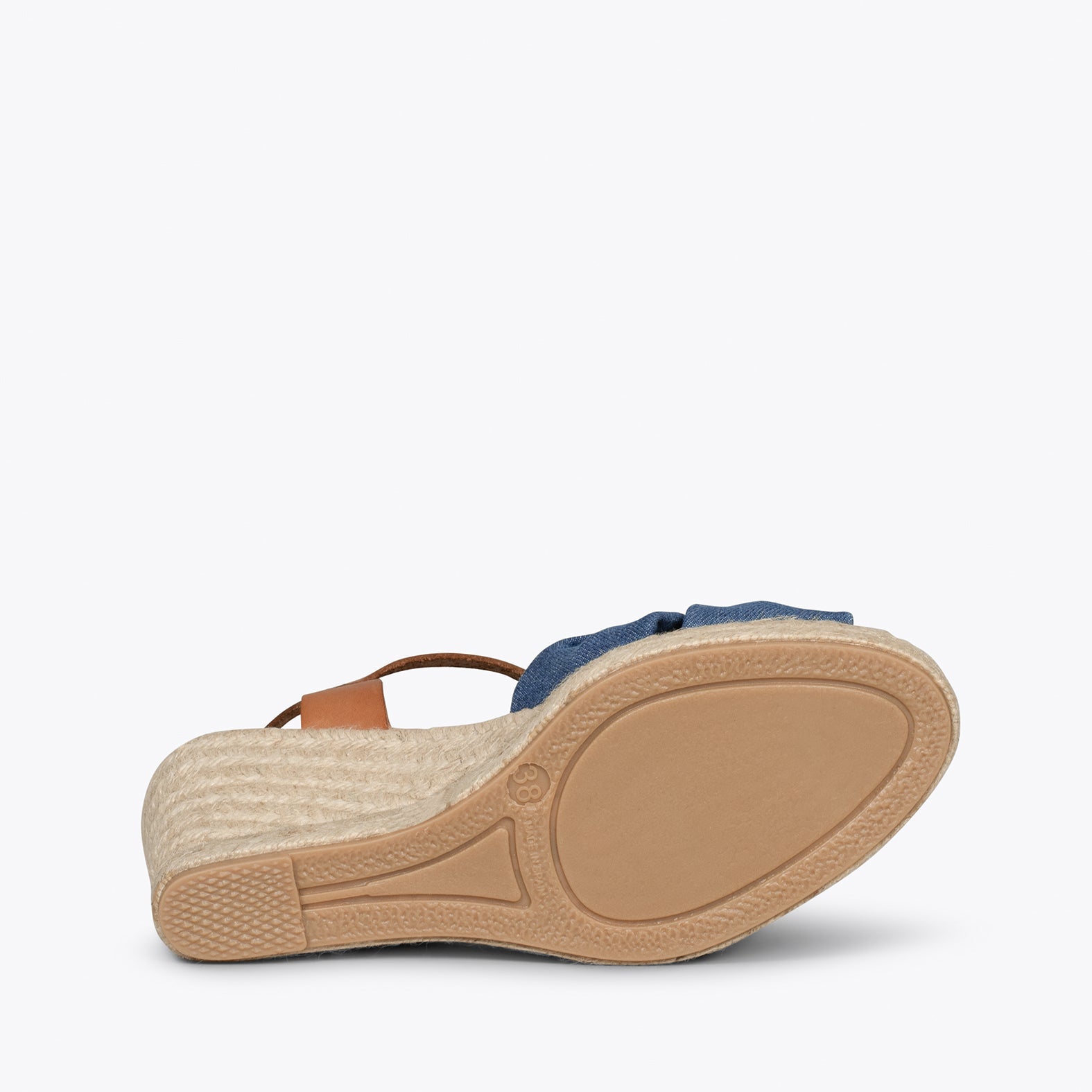 PALMA - Sandalias de esparto de tela vaquera AZULES