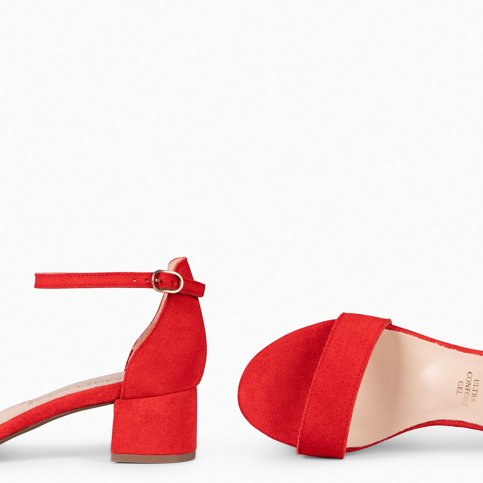 BEATRIZ – Sandalias de tacón ancho ROJO