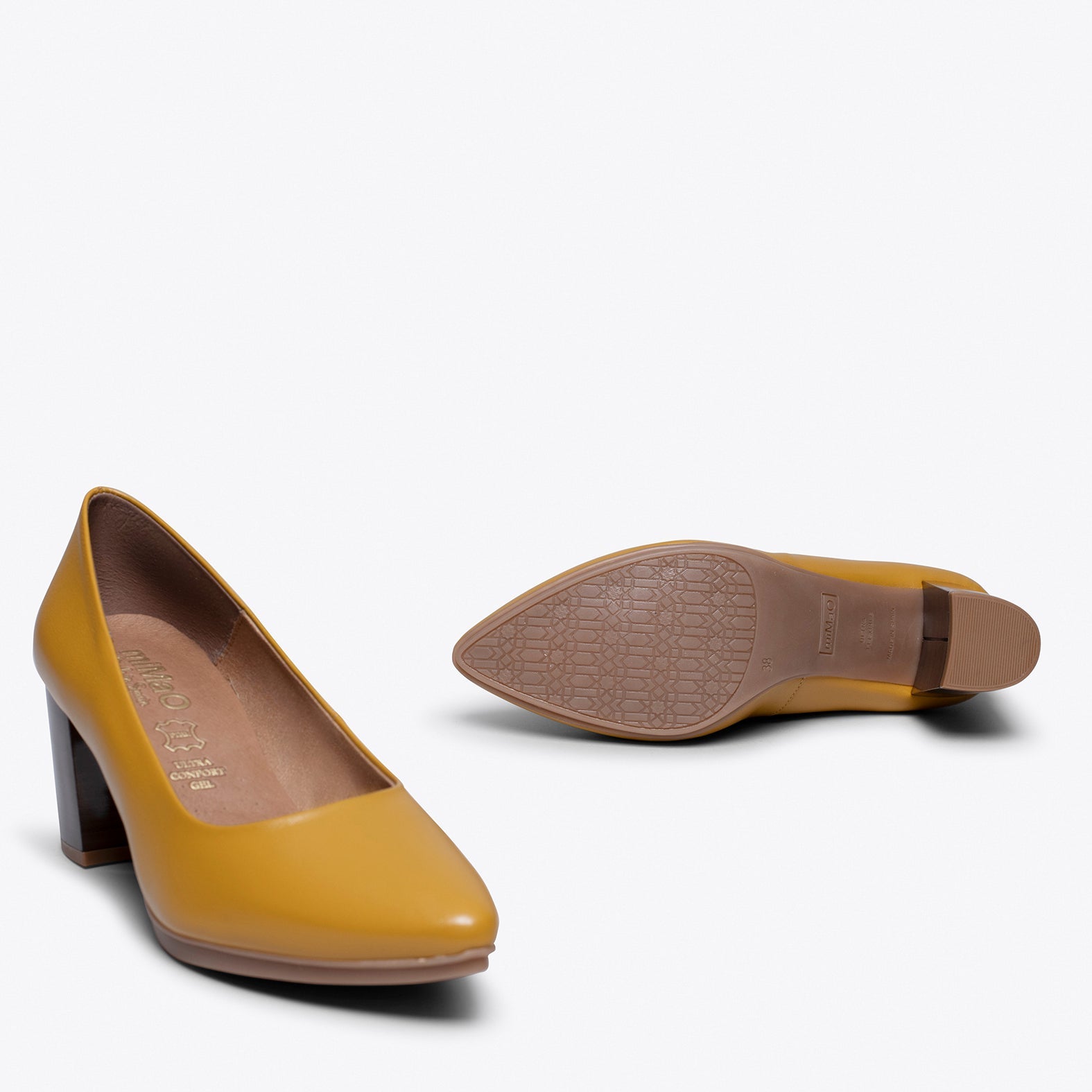URBAN S SALON - Zapato MOSTAZA con tacón madera