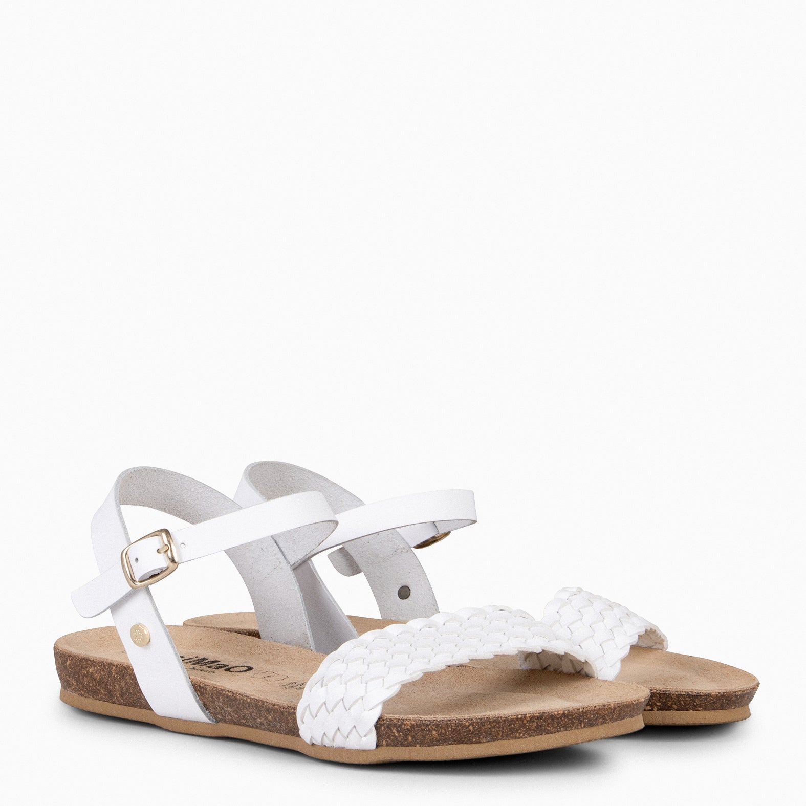 AIRE - Sandalias Planas BIO de tira Trenzada BLANCO