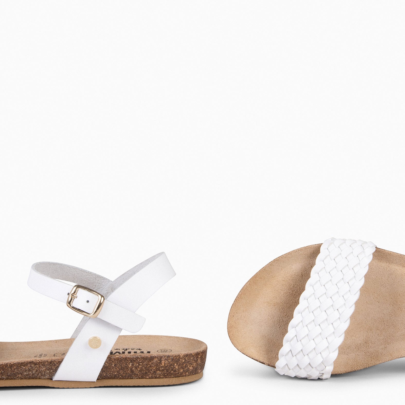 AIRE - Sandalias Planas BIO de tira Trenzada BLANCO