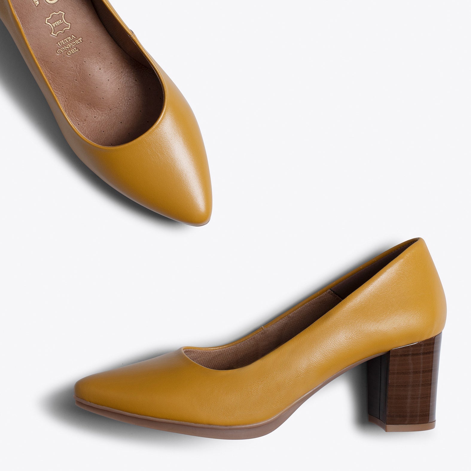 URBAN S SALON - Zapato MOSTAZA con tacón madera