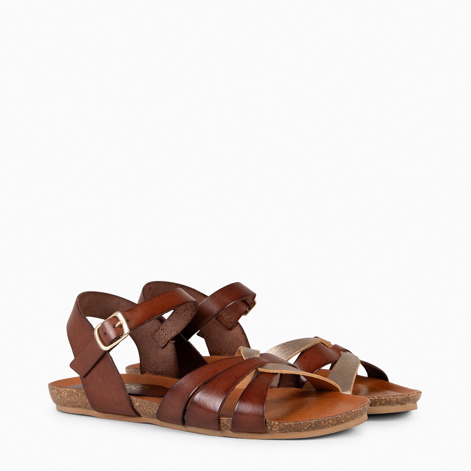 SALOMÉ -  Sandalias planas con pulsera MARRÓN