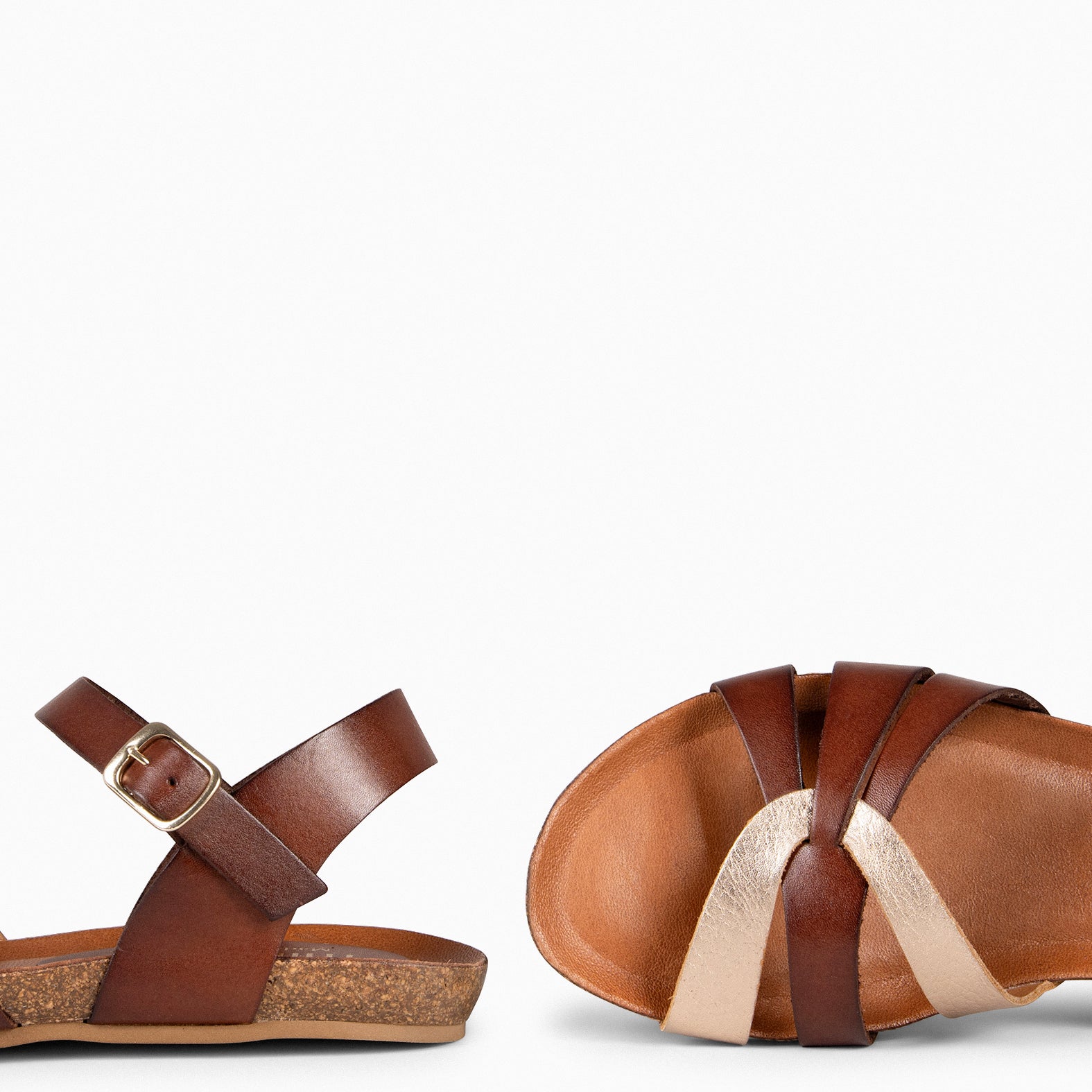 SALOMÉ -  Sandalias planas con pulsera MARRÓN