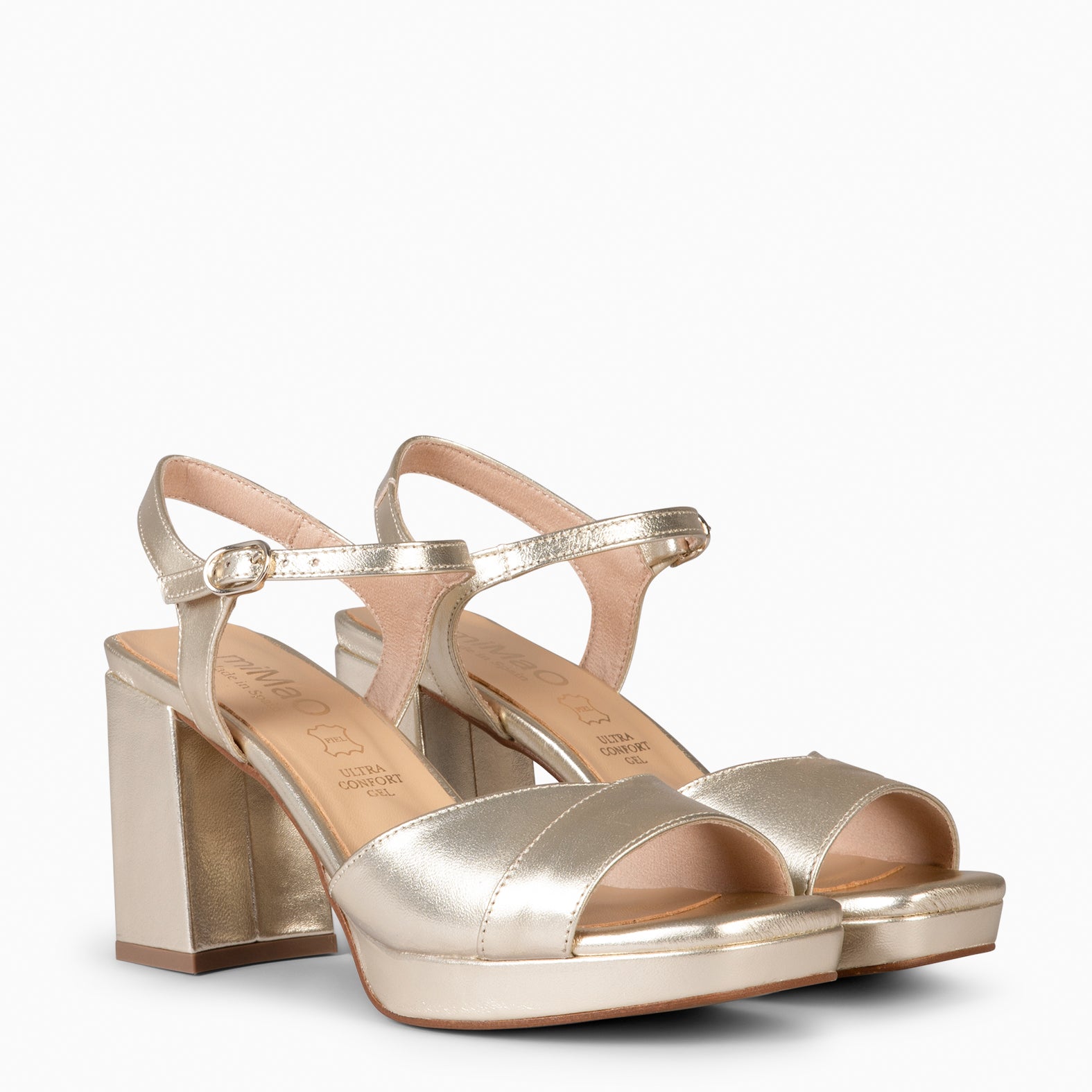 MICHELLE - ZAPATOS DE MUJER DE TACÓN ANCHO PLATINO