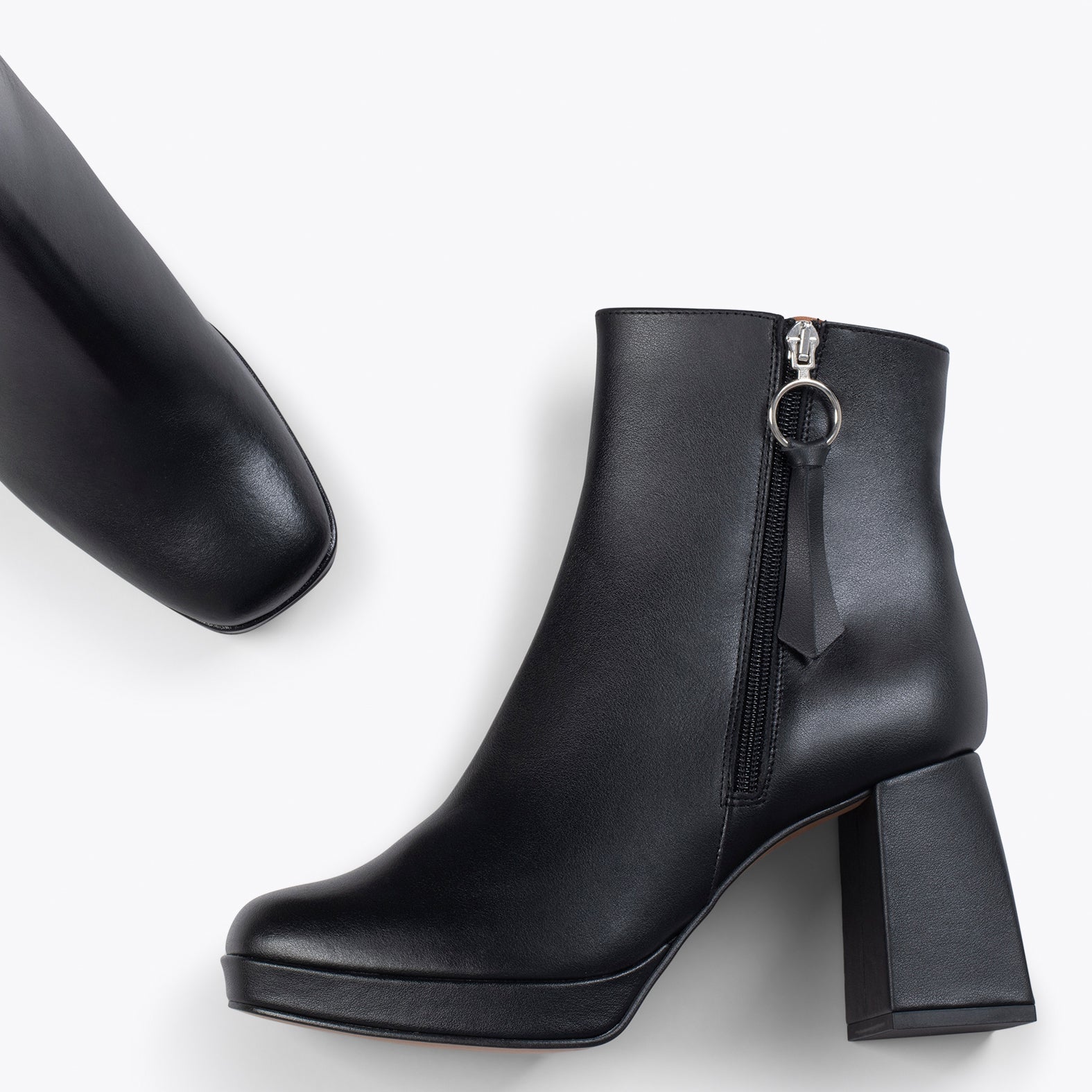 SIENA – Botines de tacón bloque con plataforma NEGRO