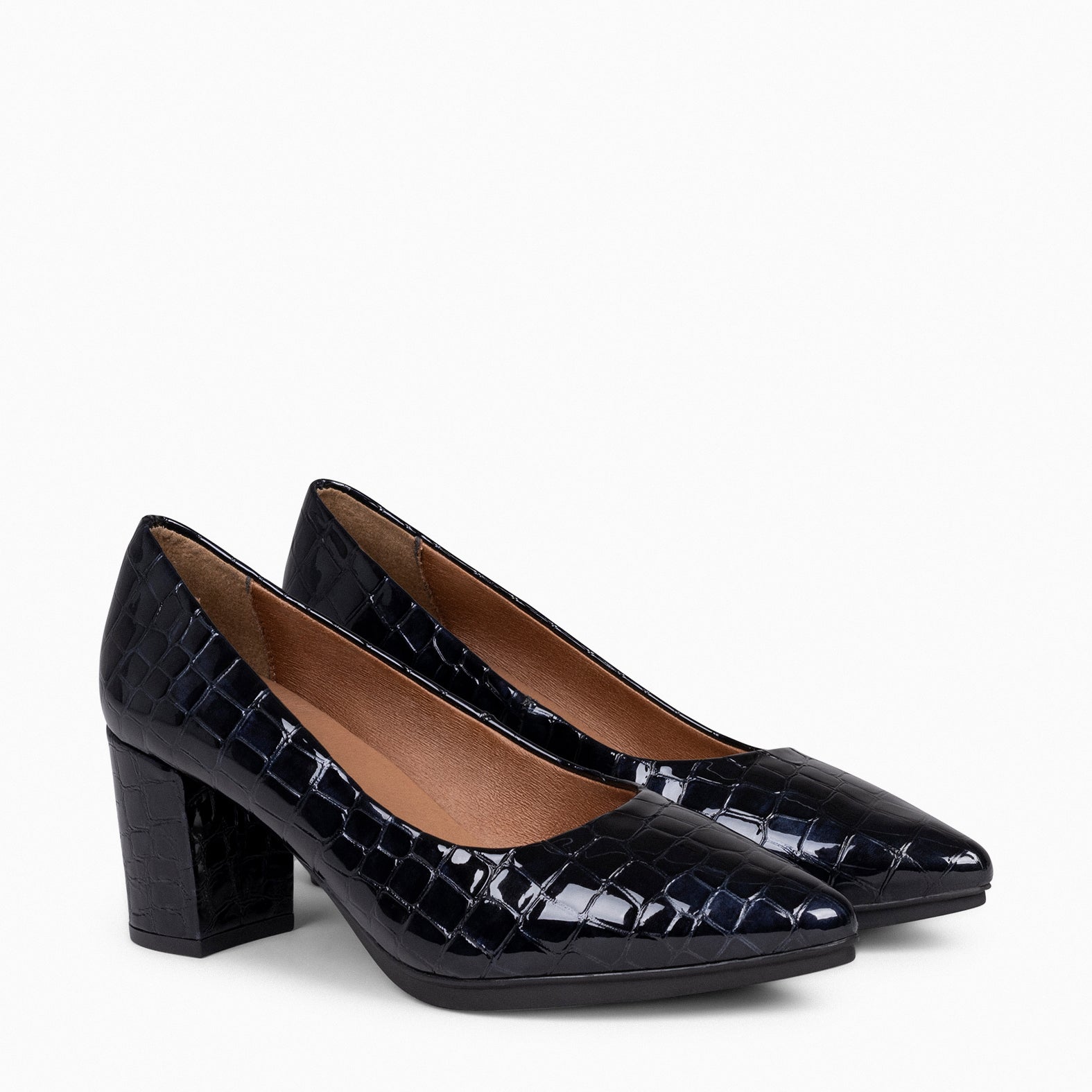 URBAN S COCO – Zapatos de tacón con textura de cocodrilo NEGRO