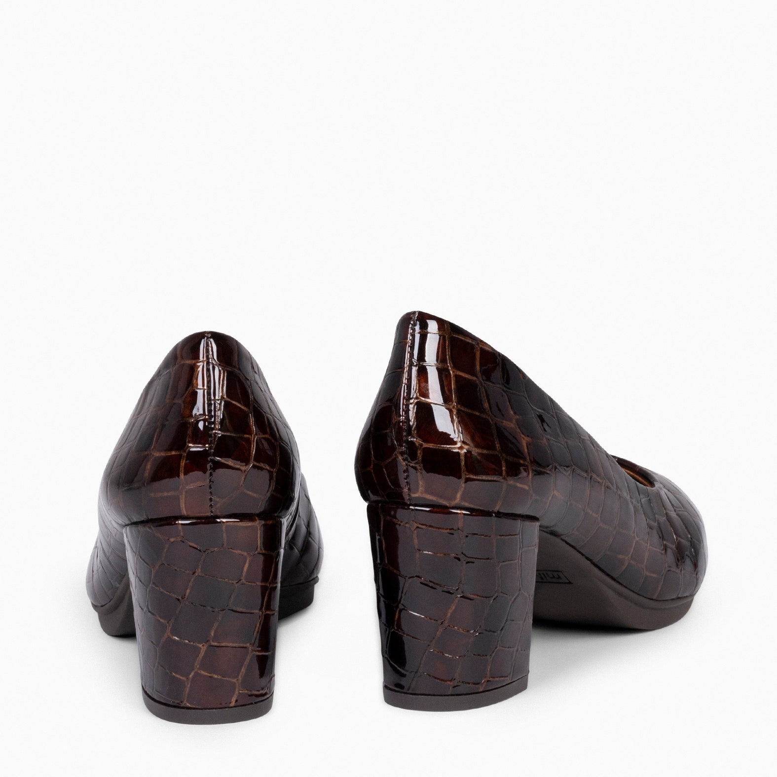 URBAN S COCO – Zapatos de tacón con textura de cocodrilo CAFÉ