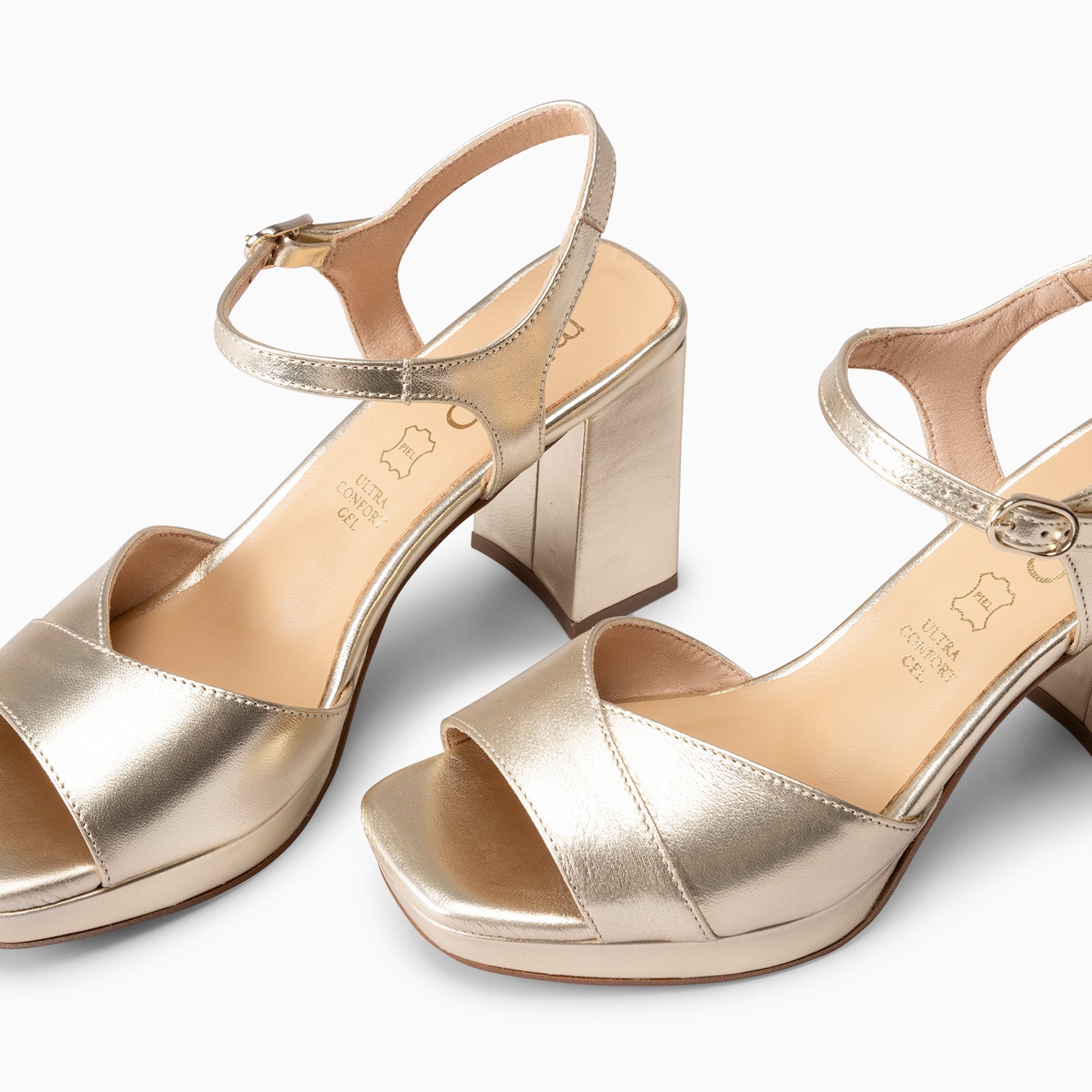 MICHELLE - ZAPATOS DE MUJER DE TACÓN ANCHO PLATINO