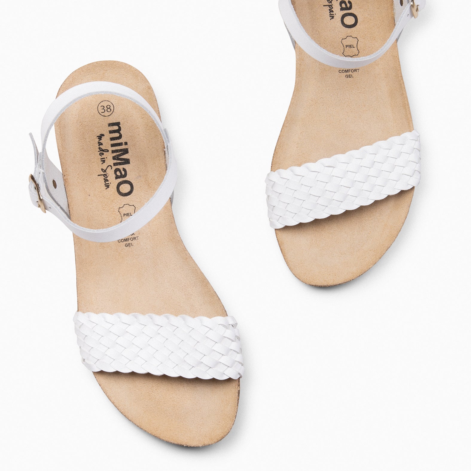 AIRE - Sandalias Planas BIO de tira Trenzada BLANCO