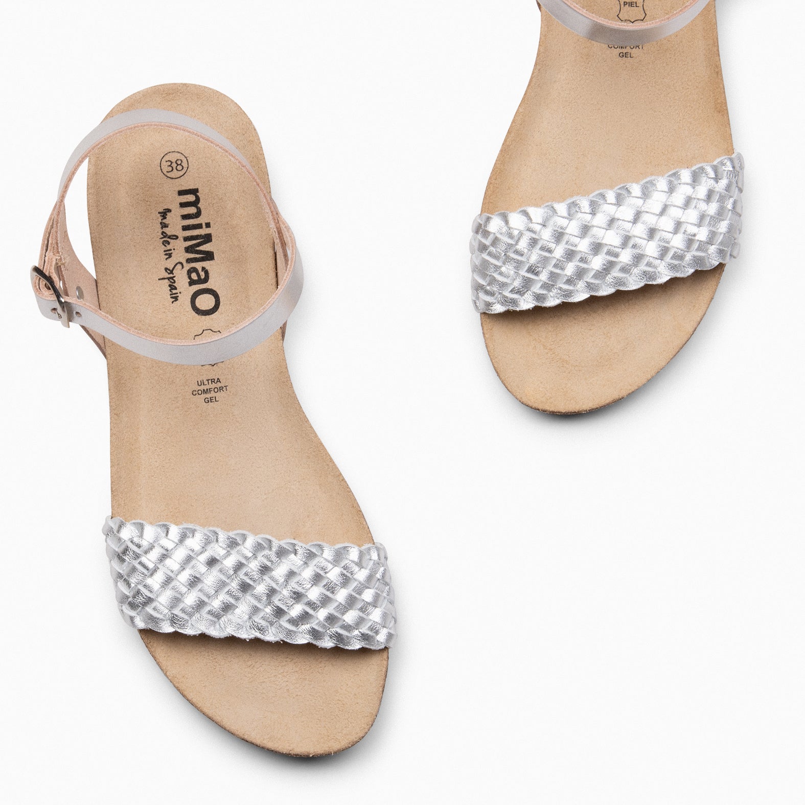 AIRE - Sandalias Planas BIO de tira Trenzada PLATA