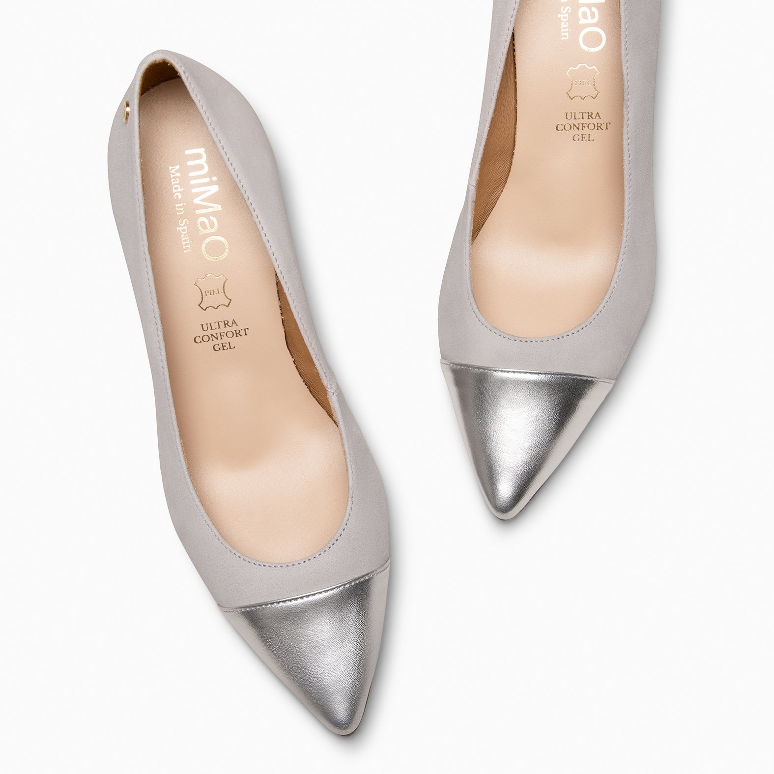 LILLY S - Zapato de tacón con puntera bicolor GRIS PERLA