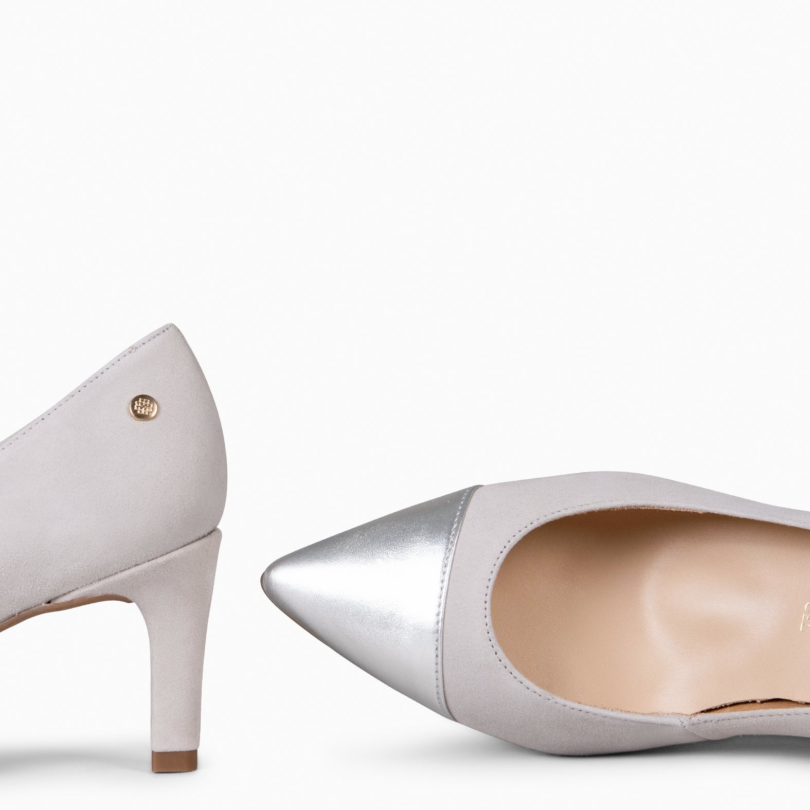 LILLY S - Zapato de tacón con puntera bicolor GRIS PERLA