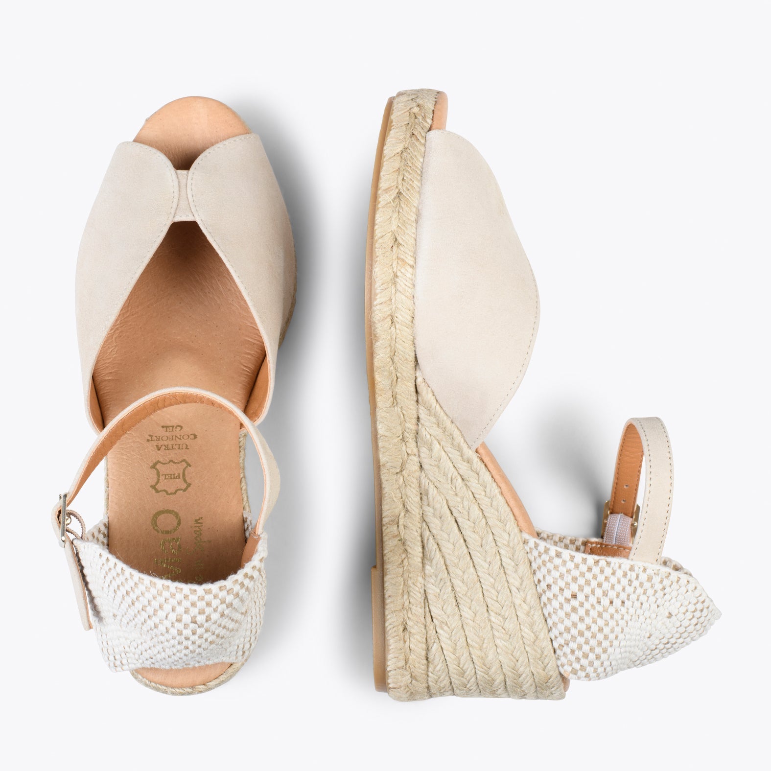 SITGES – Cuñas de esparto con pala doble BEIGE