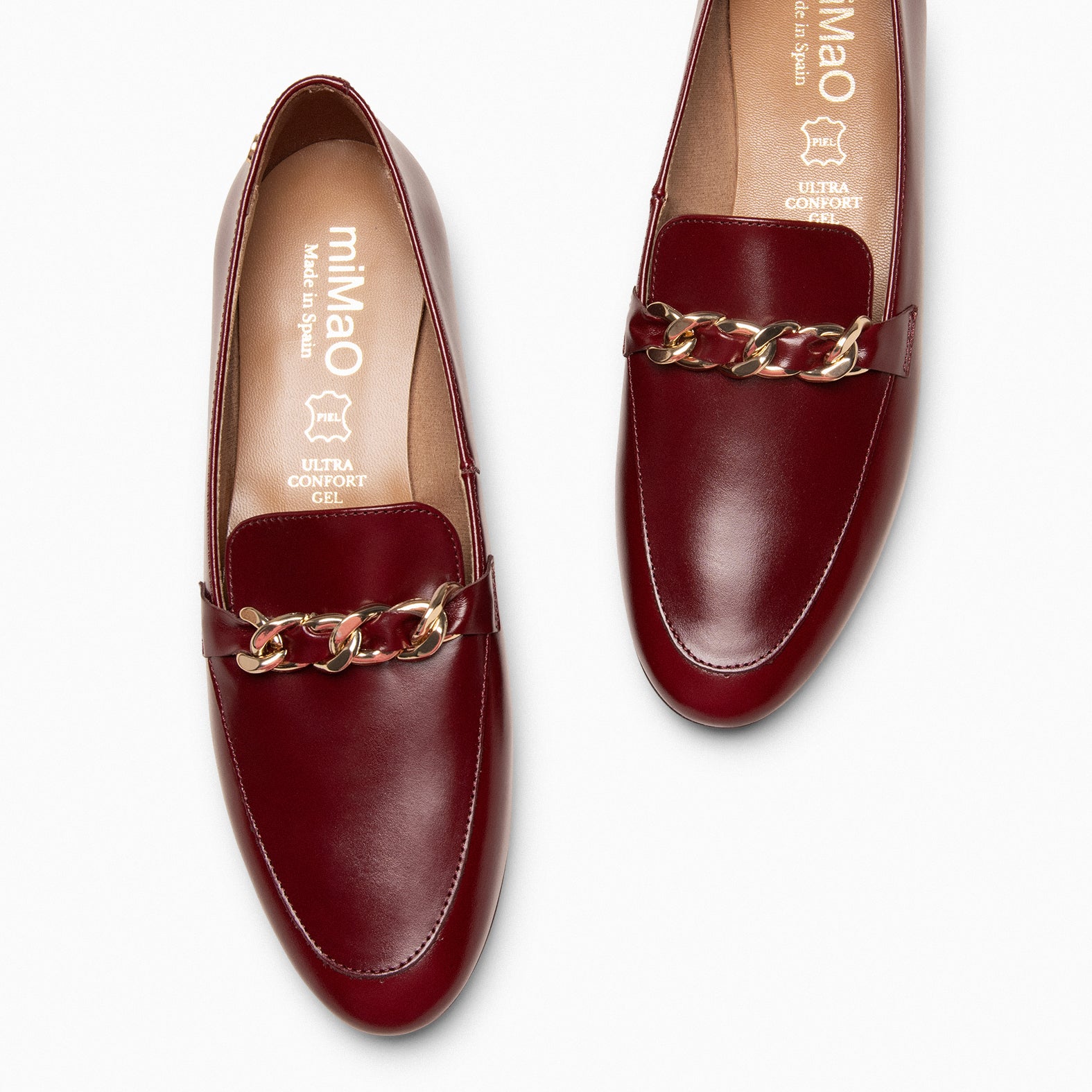 CHAIN - Mocasines planos con adorno metalizado BURDEOS