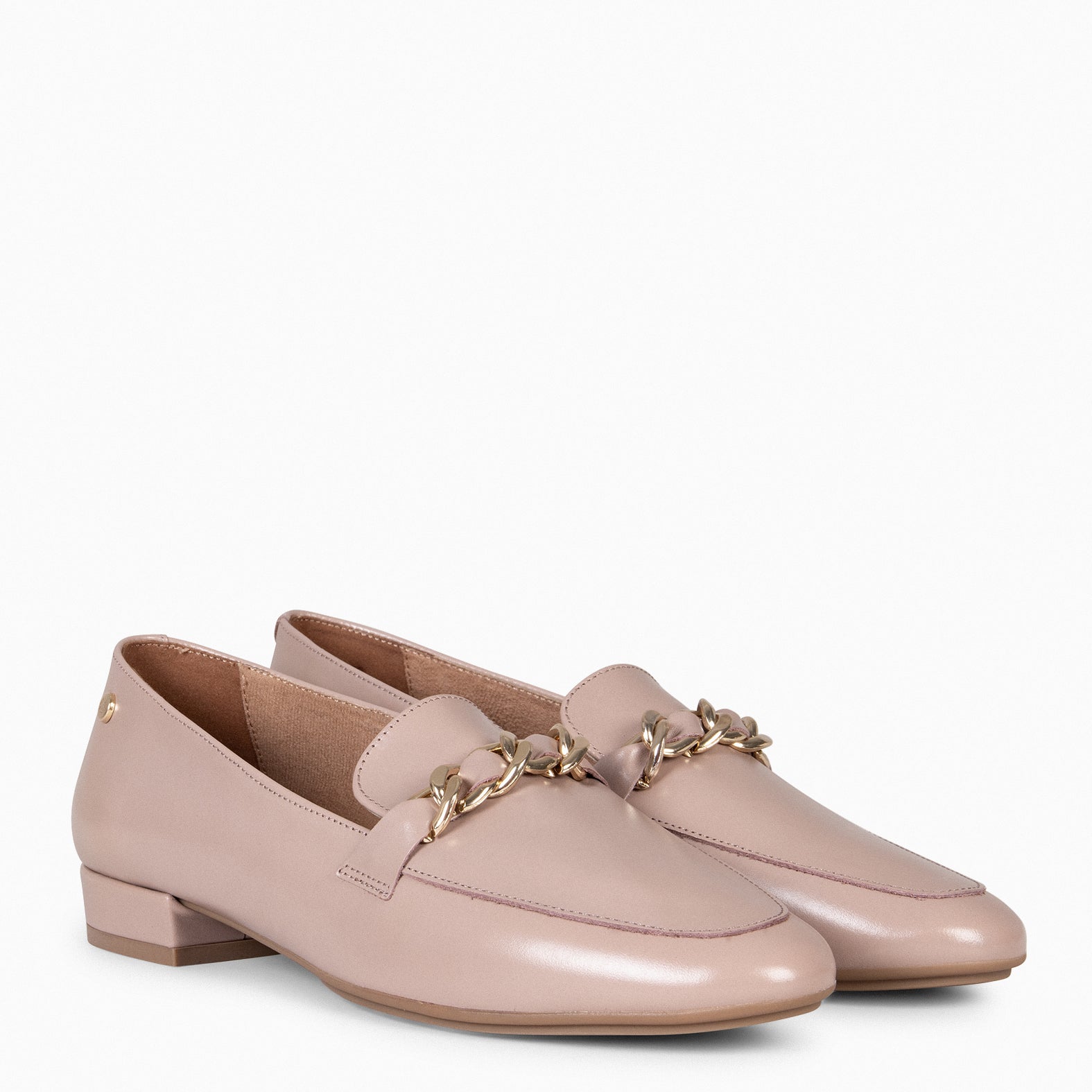 CHAIN – Mocasines planos con adorno metalizado NUDE