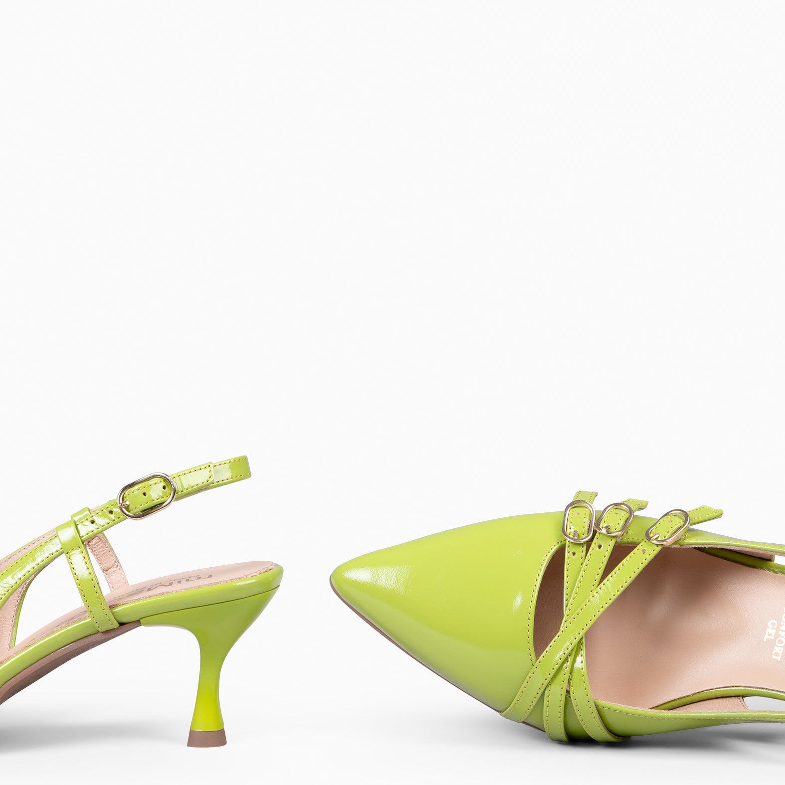 RITA - ZAPATOS DE TACÓN BAJO DESTALONADOS PISTACHO