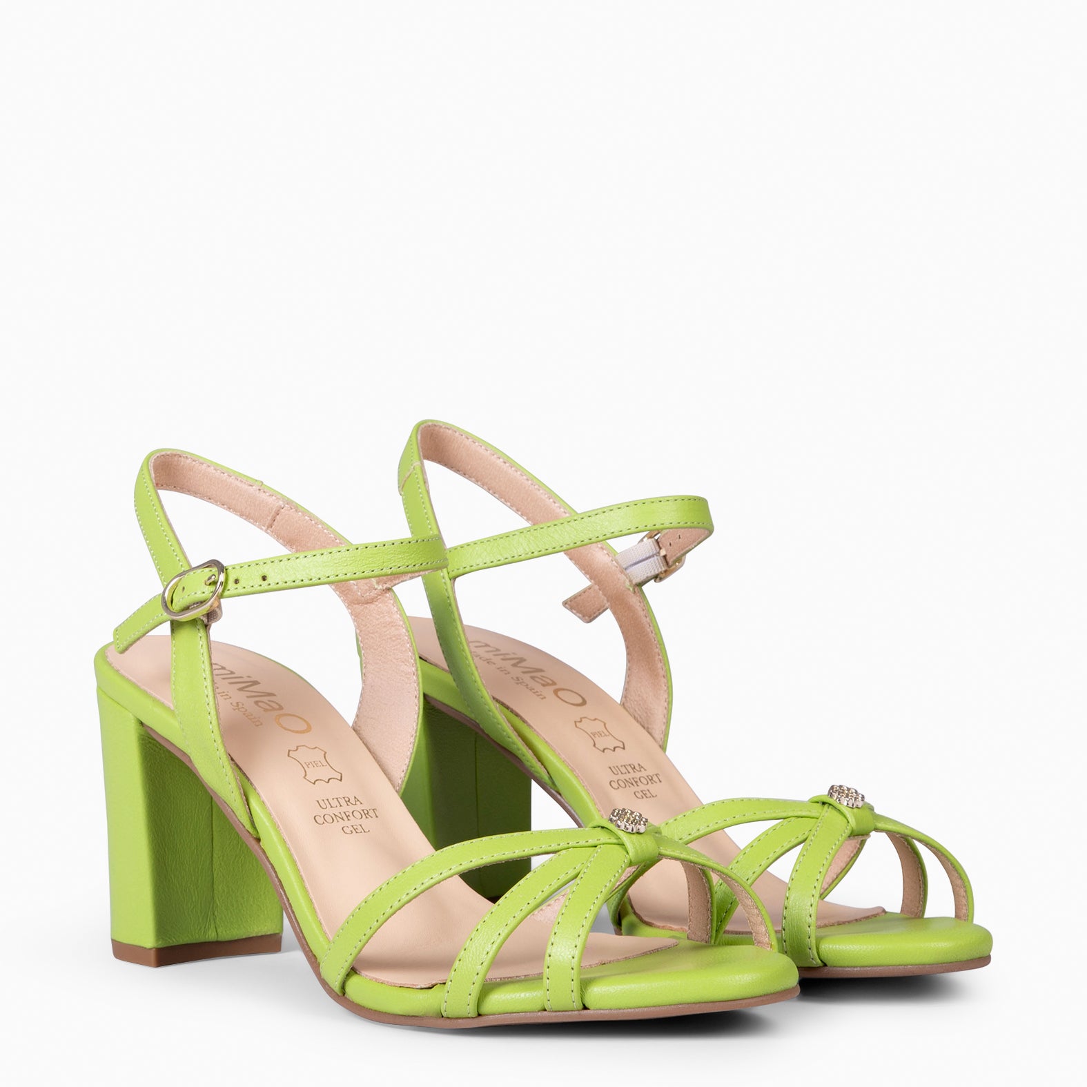 SONIA - SANDALIAS ELEGANTES DE TACÓN ALTO VERDE PISTACHO