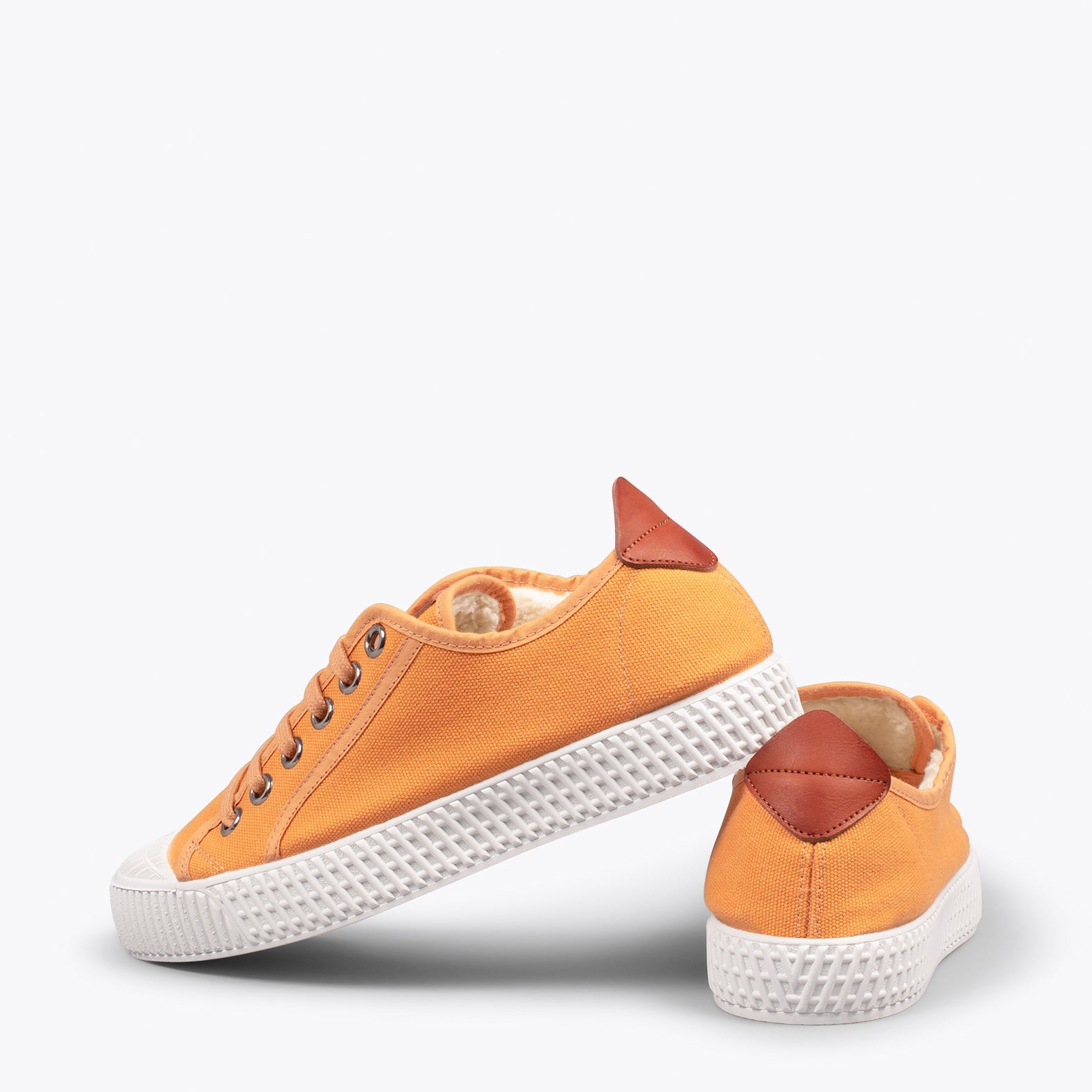 BAMBA - Zapatillas de lona hidrófuga con borreguito MOSTAZA