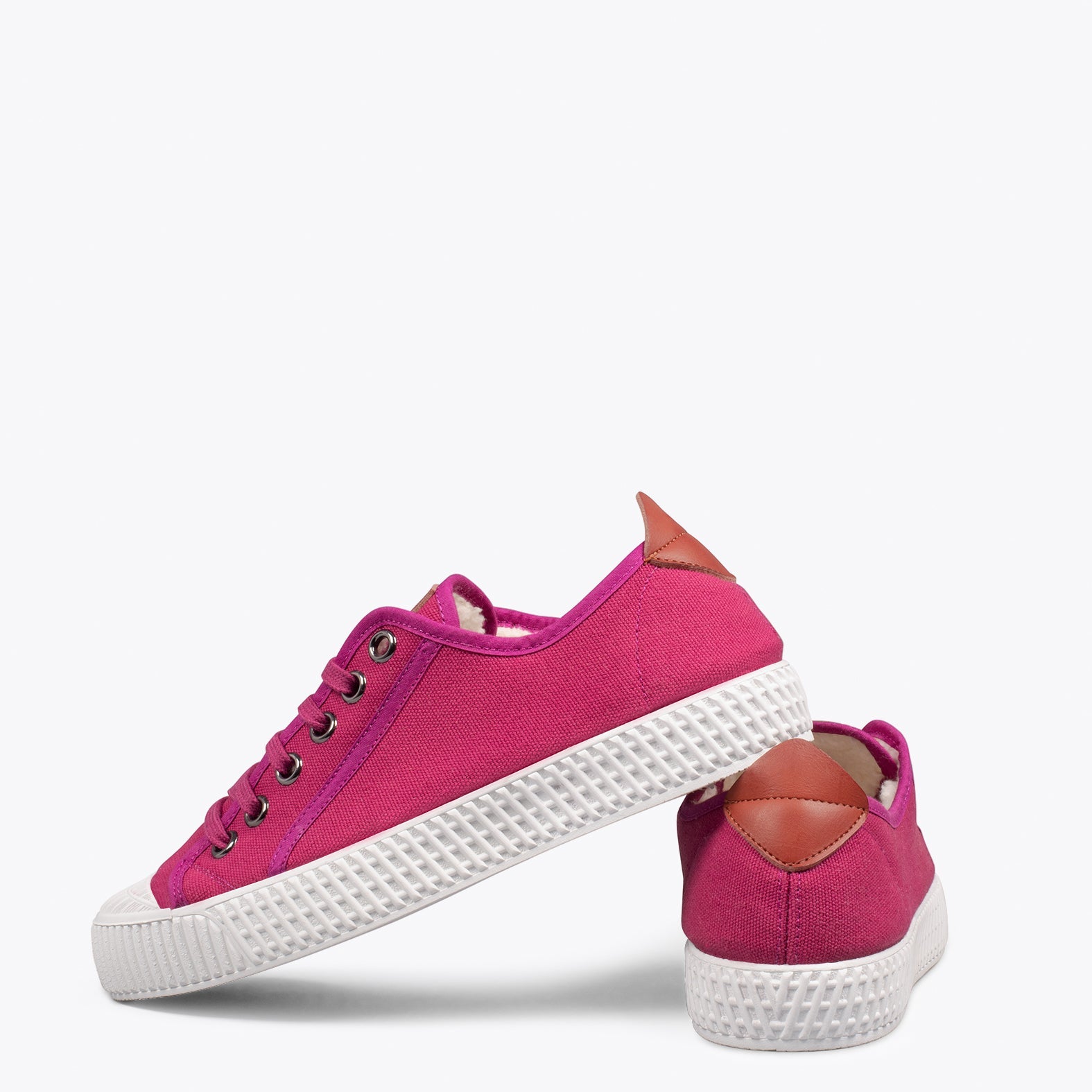 BAMBA – Zapatillas de lona hidrófuga con borreguito FUCSIA