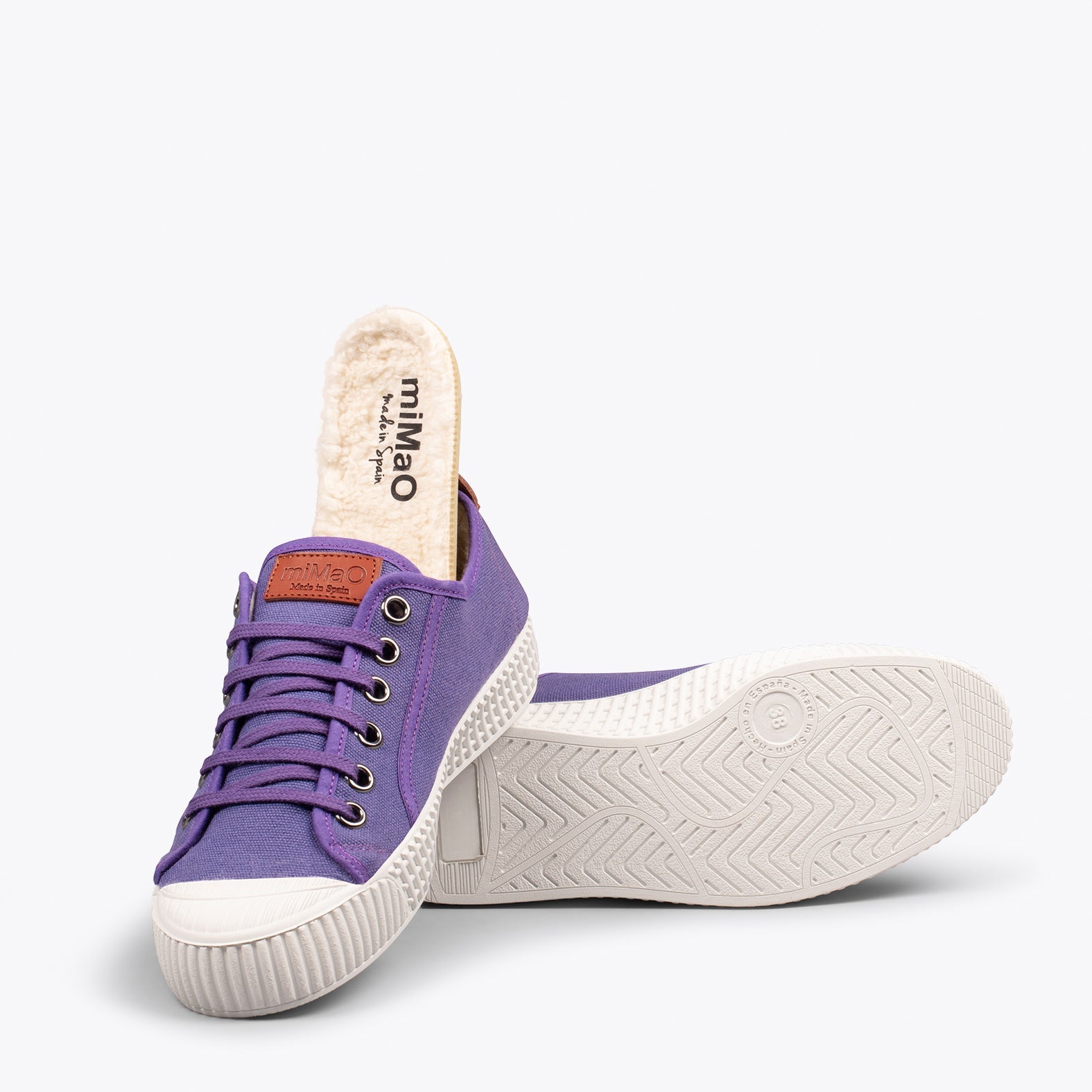 BAMBA – Zapatillas de lona hidrófuga con borreguito LILA