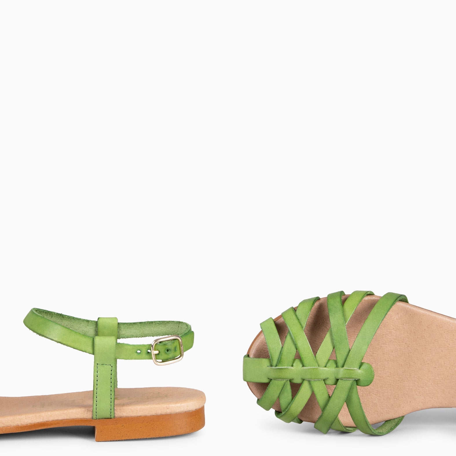 CANGREJERA – Sandalias planas trenzadas VERDE