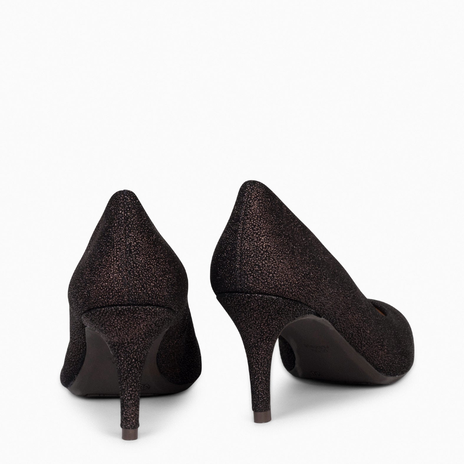 STILETTO BRIGHT - Zapatos de tacón de aguja con textura de grano brillante MARRÓN
